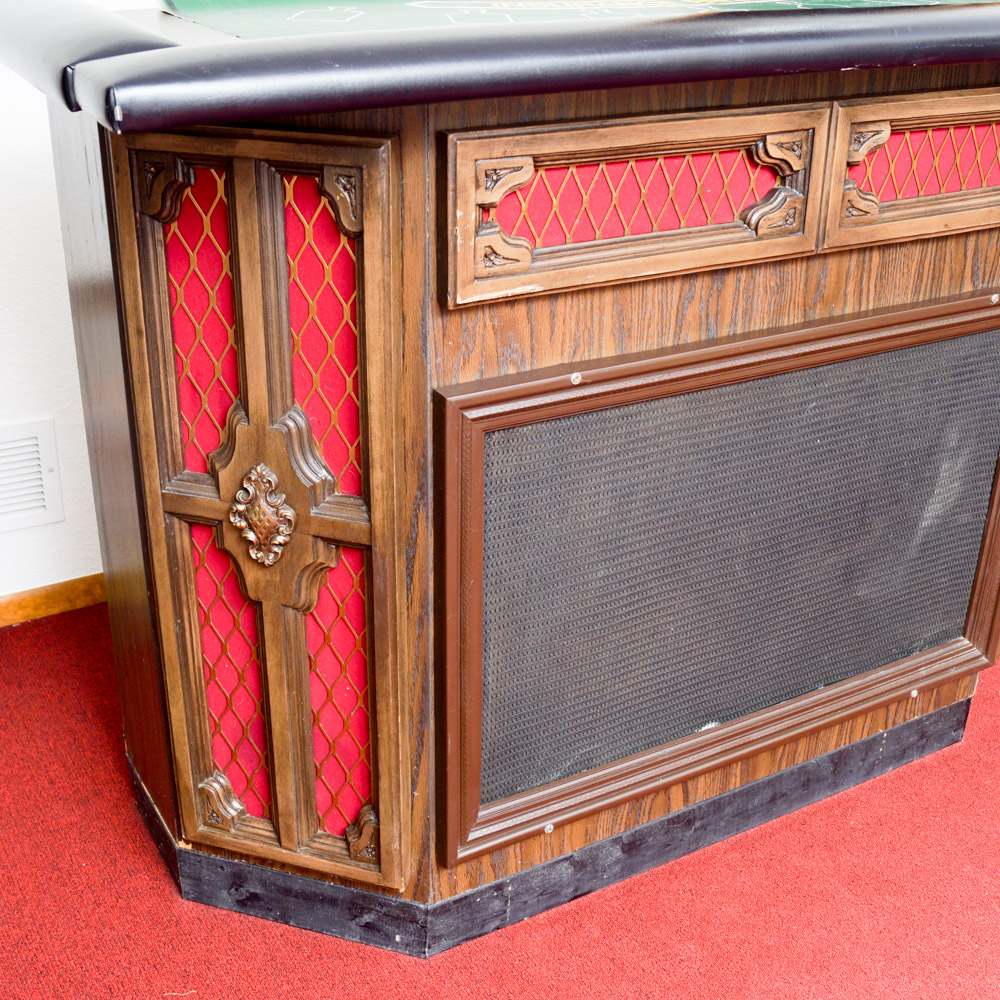 Vintage Stereo Bar with Disco Lights, Turntable, Tape Player and Speakers