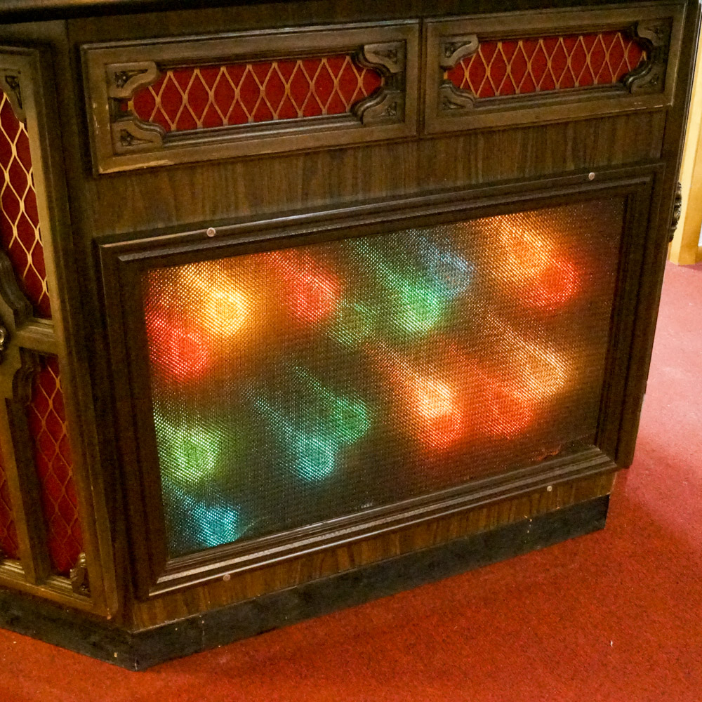 Vintage Stereo Bar with Disco Lights, Turntable, Tape Player and Speakers