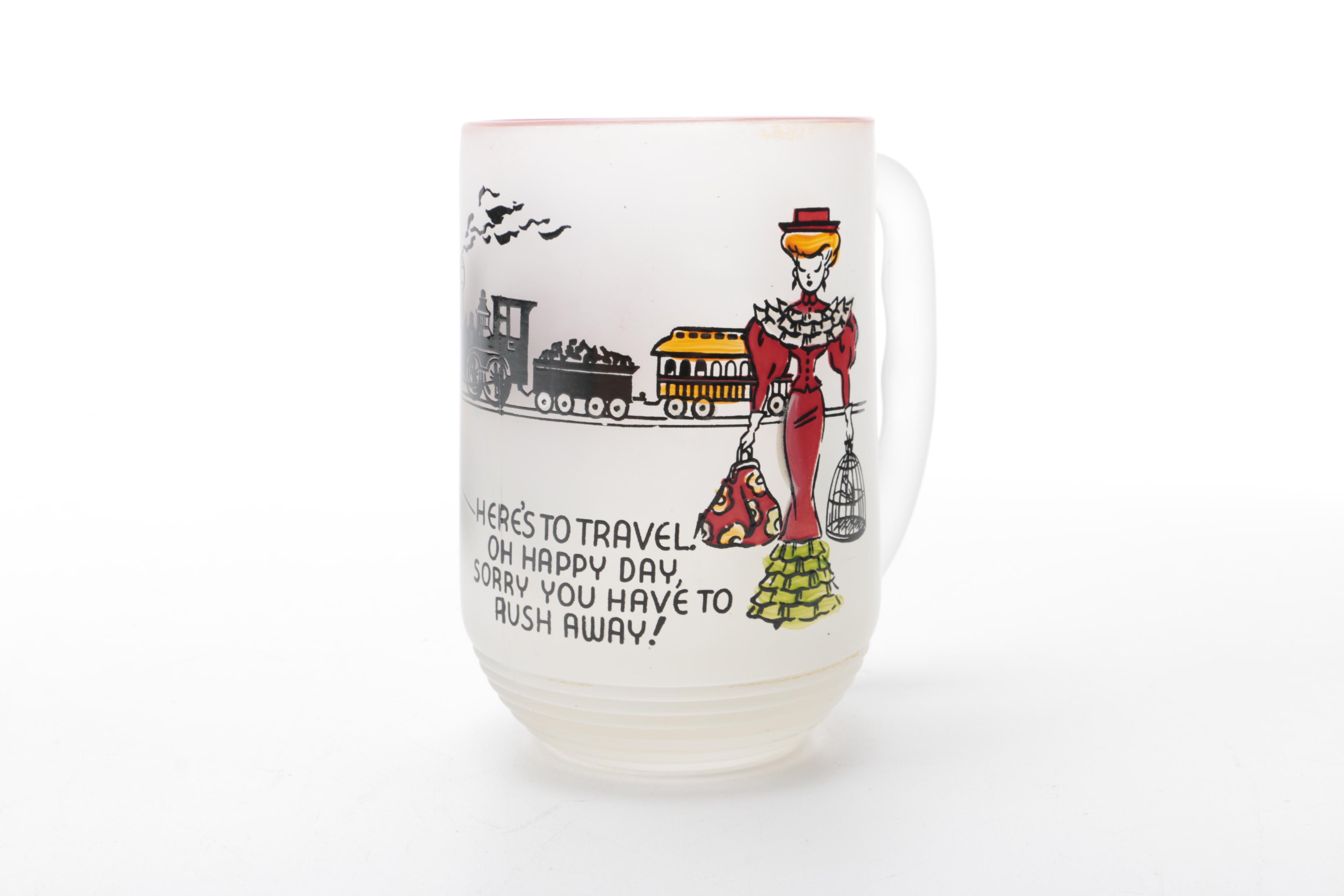 Gay Fad Glassware "Gay Nineties" Series of 1951 Frosted Beer Mugs