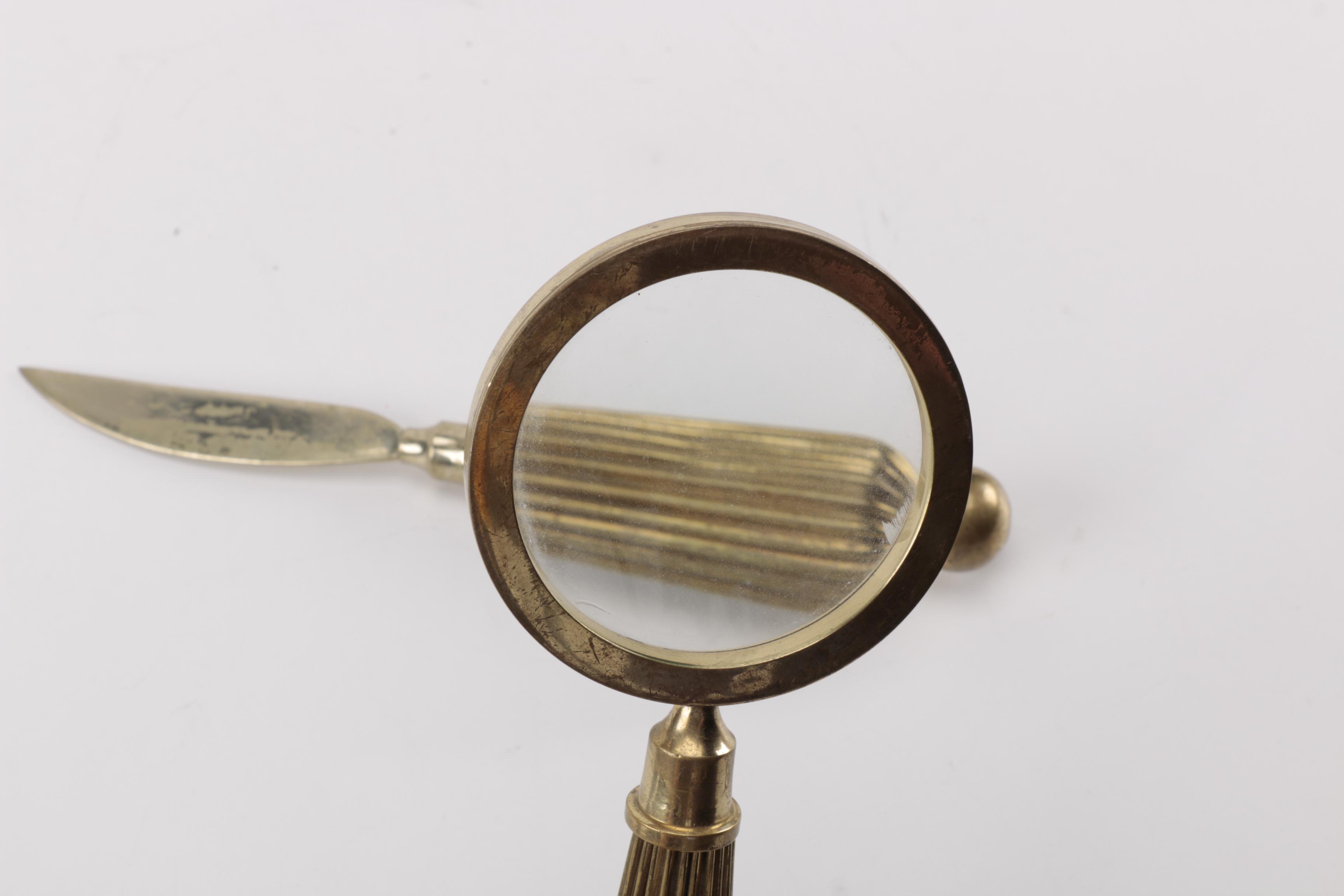 Brass Letter Opener and Magnifying Glass