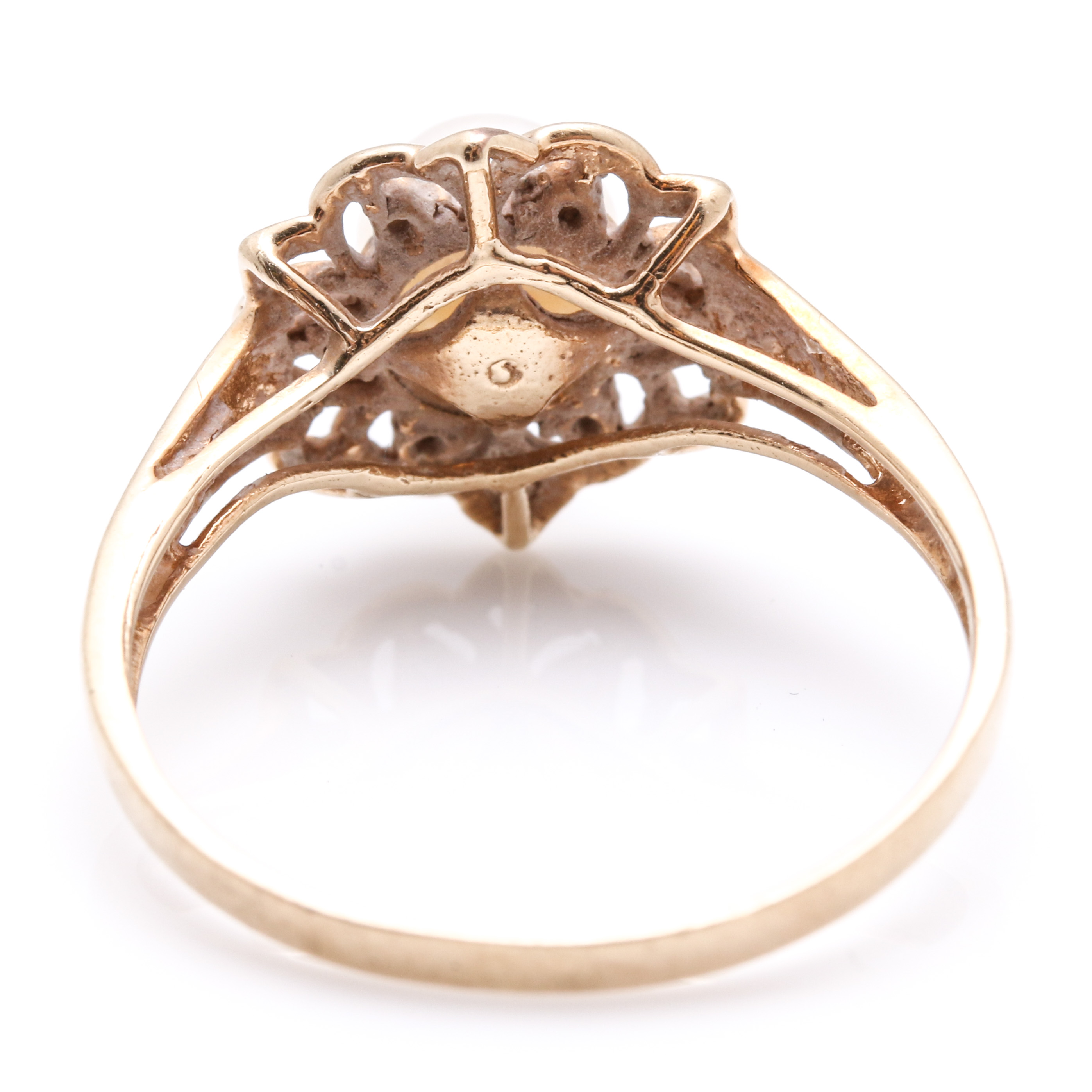 10K Yellow Gold Diamond Rings with Sapphire and Cultured Pearl