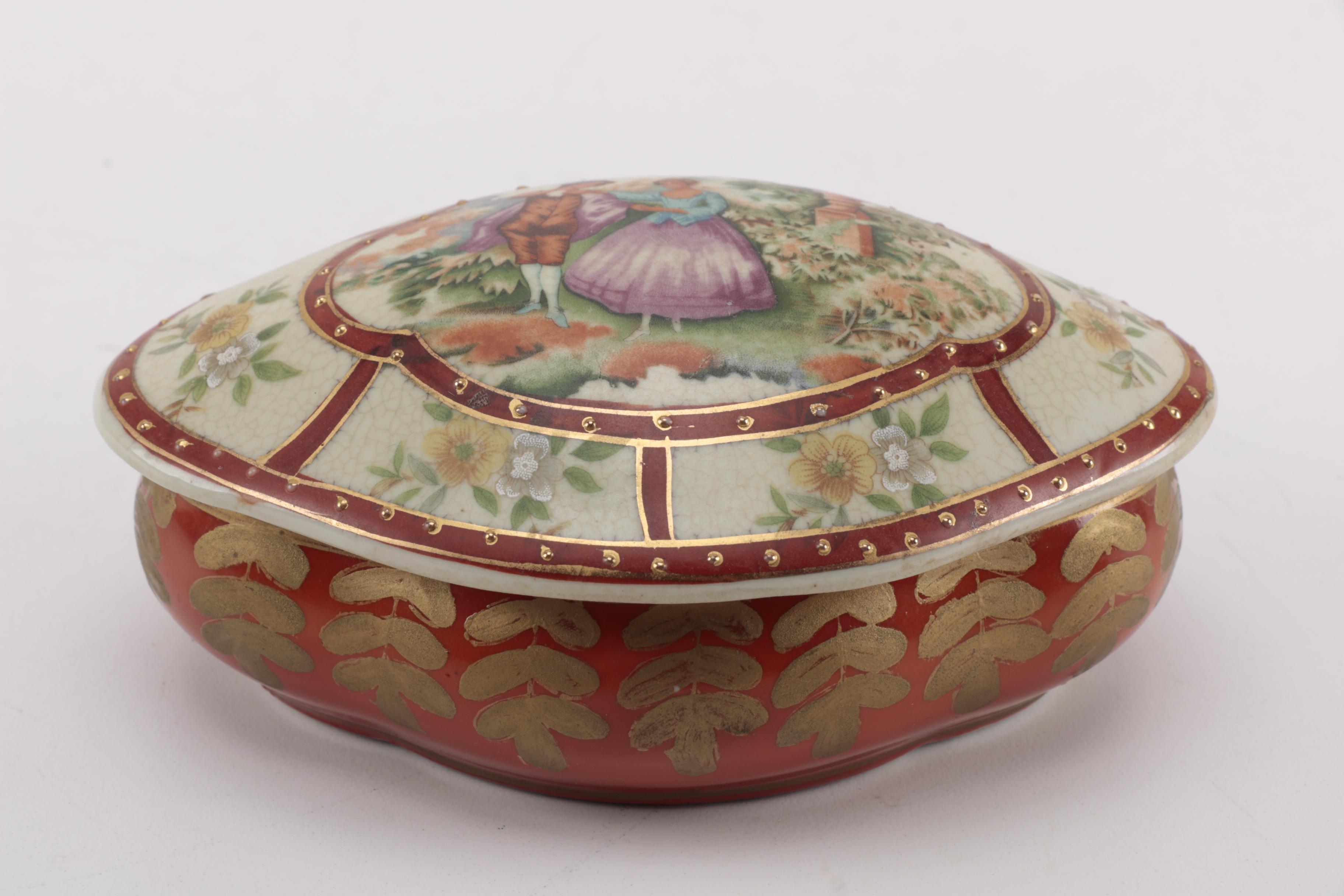 Chinese Lidded Trinket Box in Limoges Style