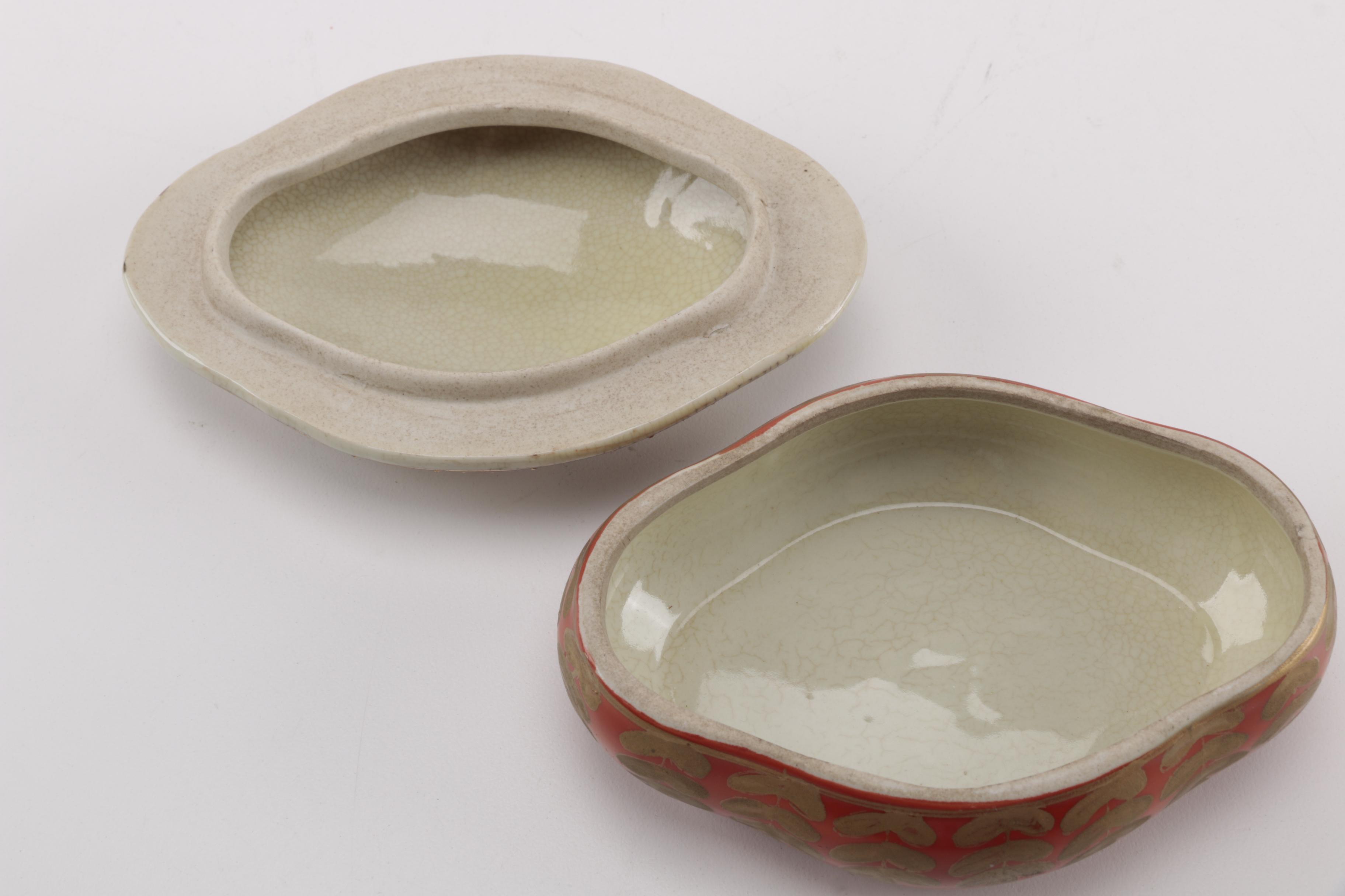 Chinese Lidded Trinket Box in Limoges Style
