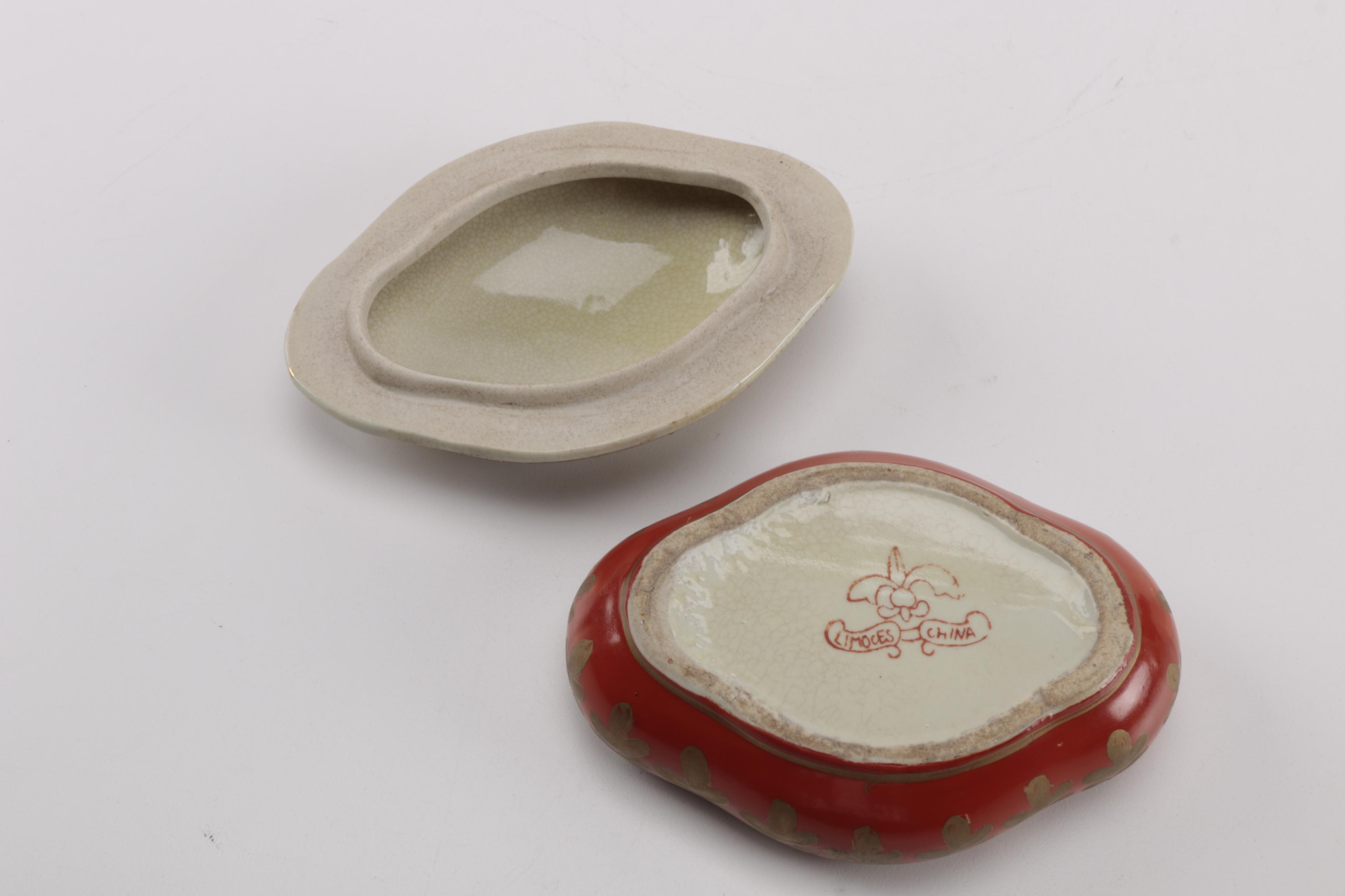 Chinese Lidded Trinket Box in Limoges Style