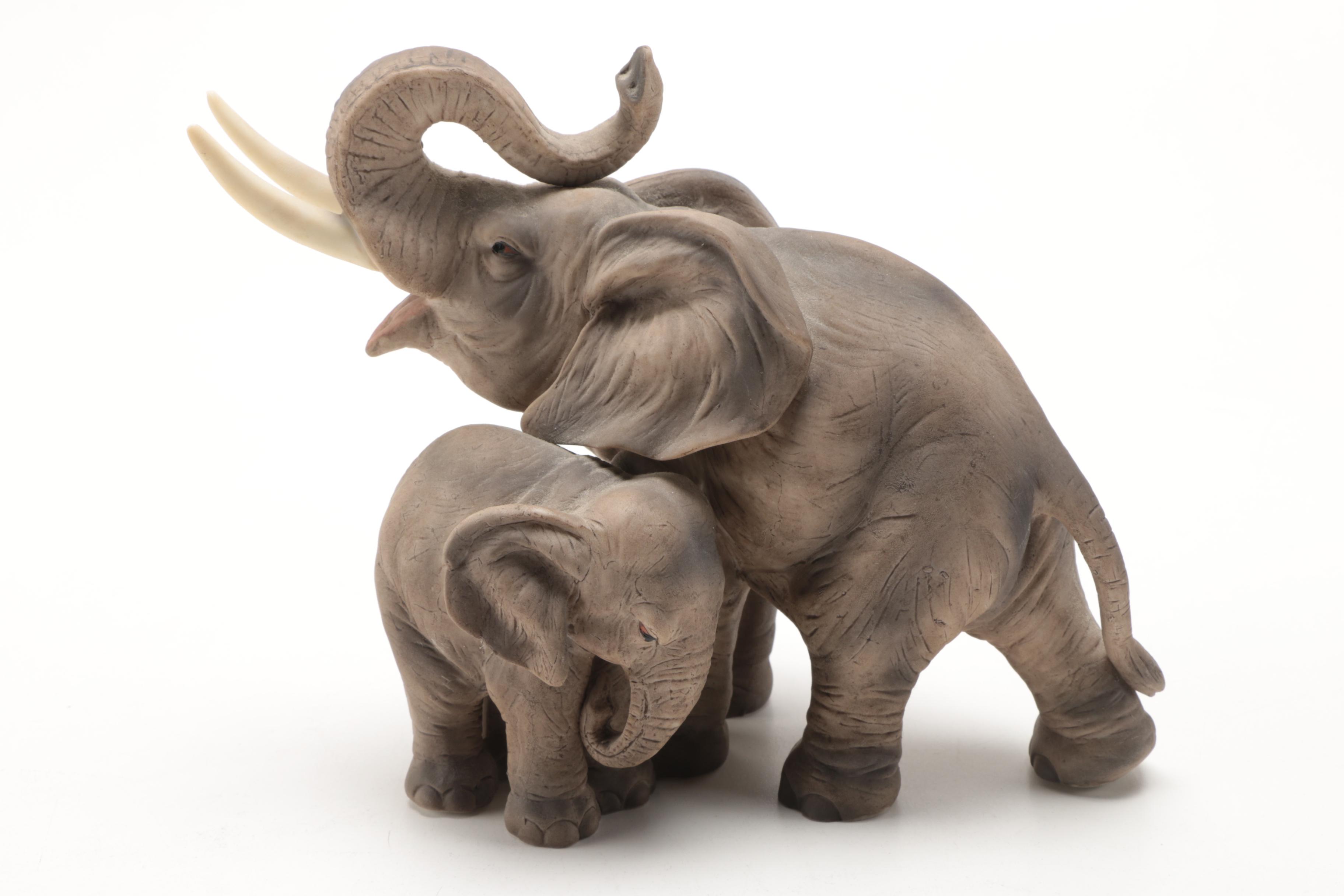 Family of Ceramic Elephant Figurines From Andrea by Sadek