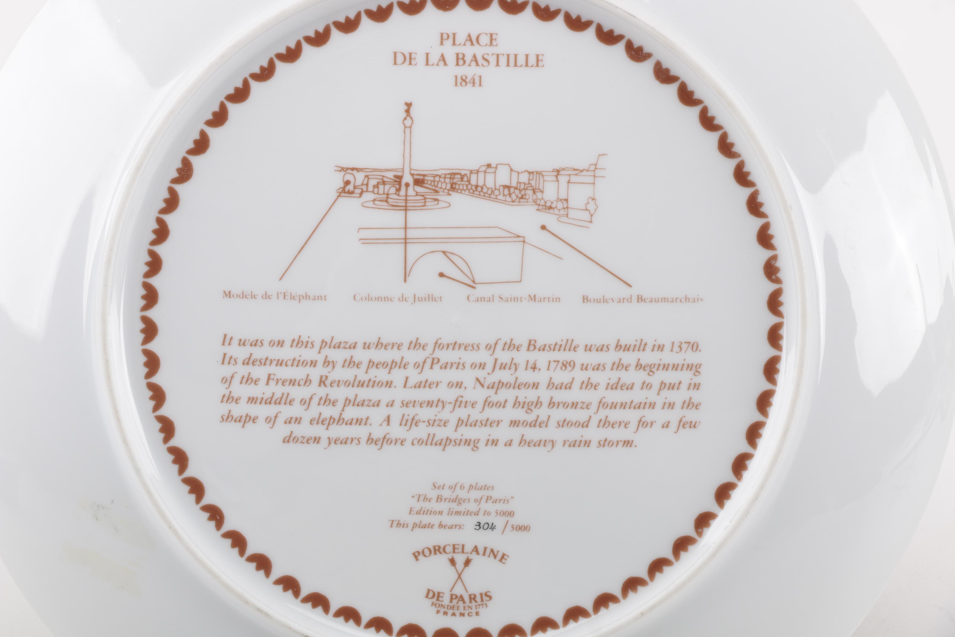 "The Bridges of Paris" Limited Edition Porcelaine De Paris Plates