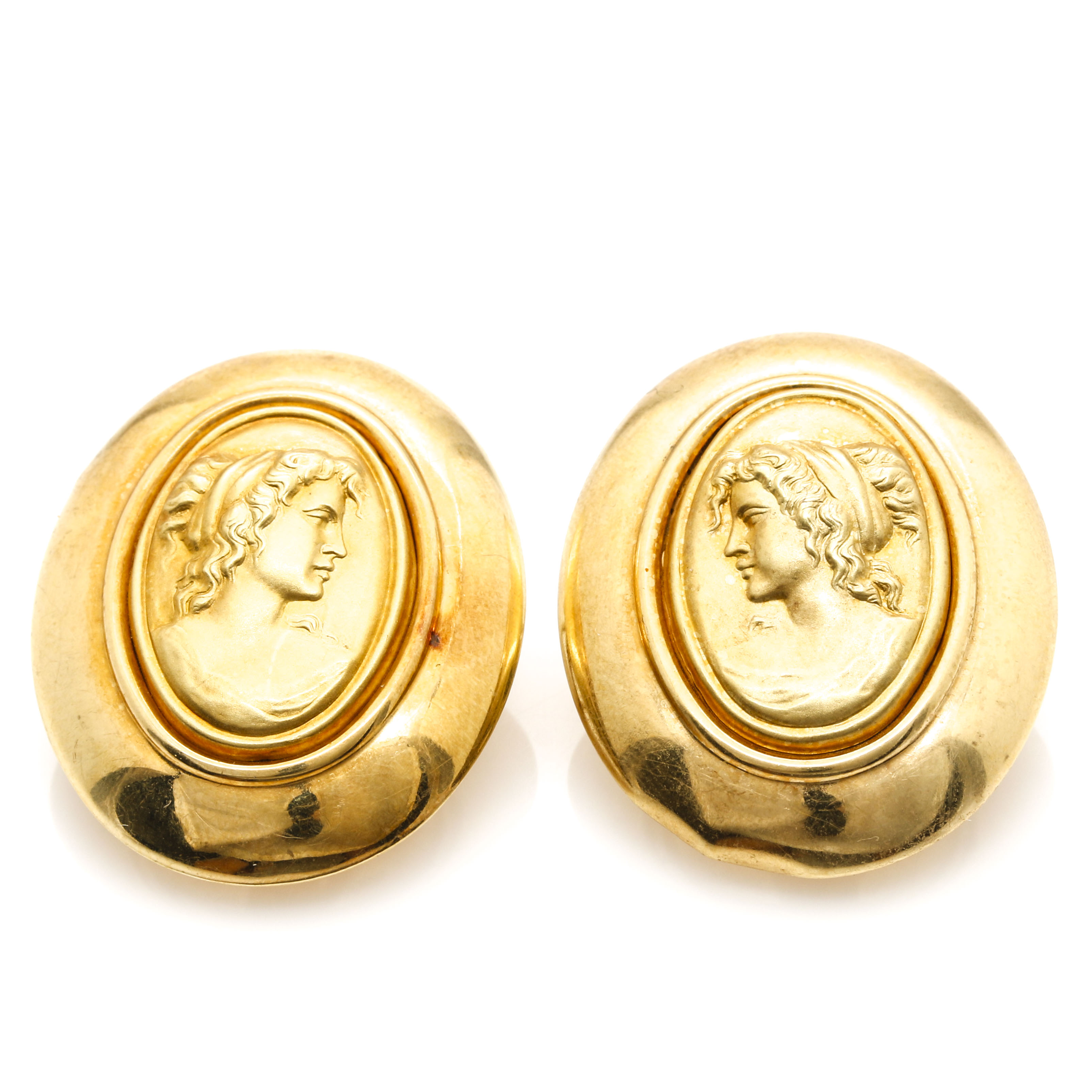 VIOR Italian 18K Yellow Gold Cameo Earrings