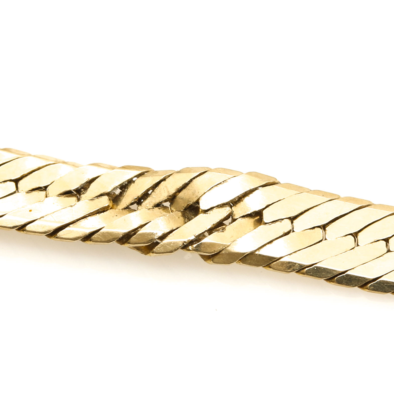10K Yellow Gold Herringbone Chain Scrap Necklace