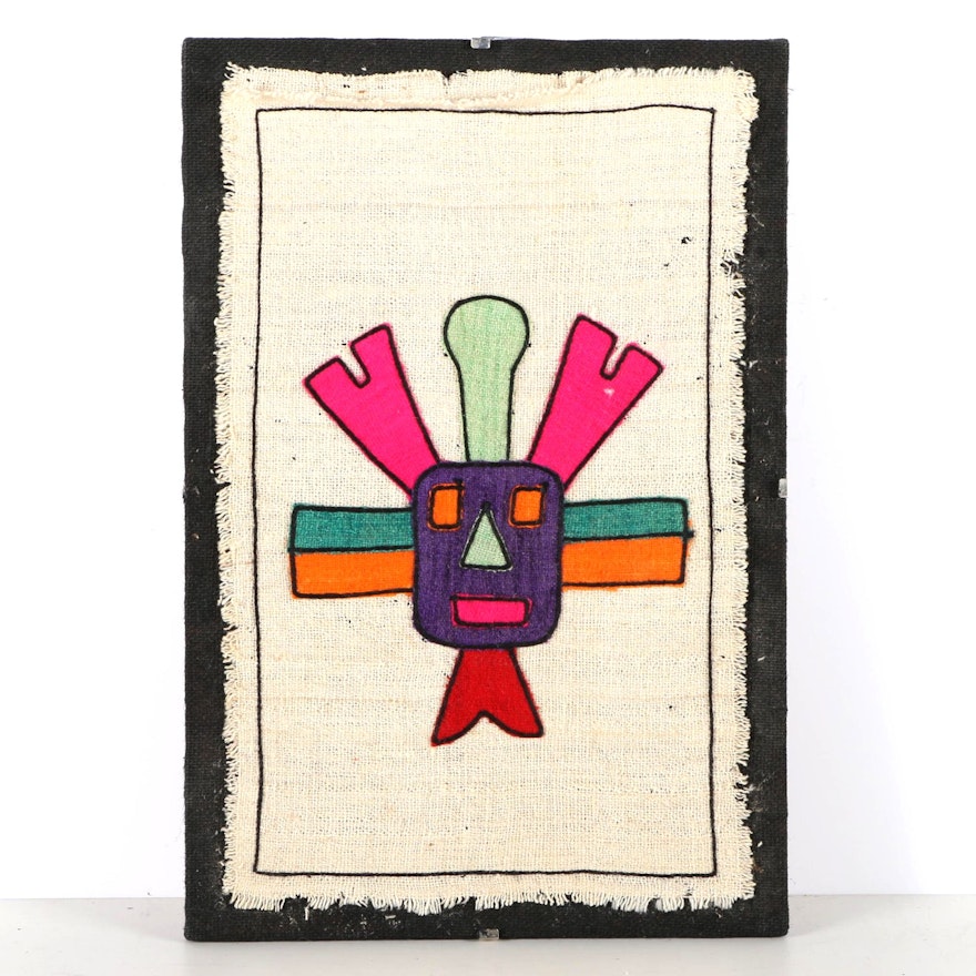 Mesoamerican-Inspired Colorful Burlap Textile