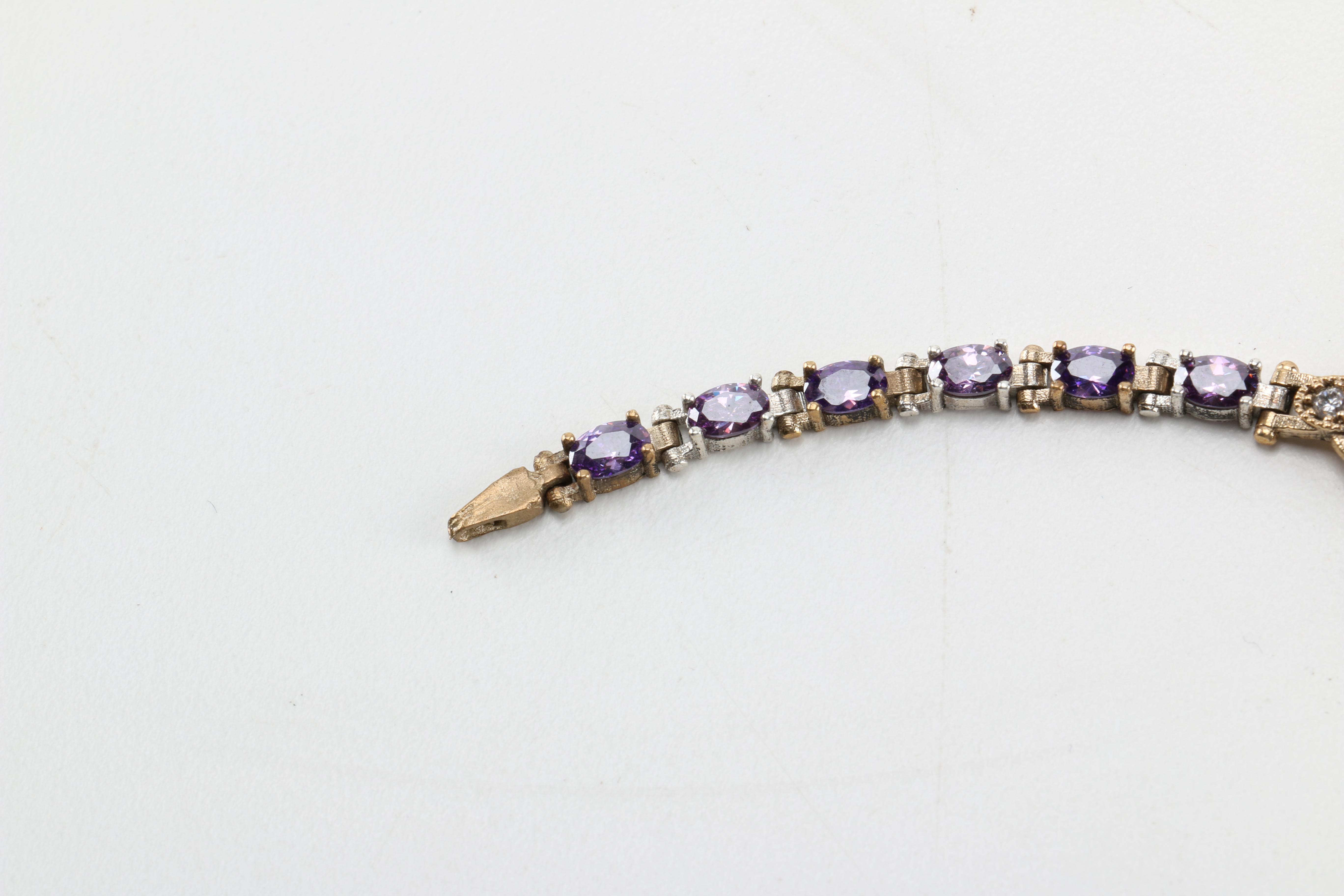 Vintage Style Sterling Silver and Cubic Zirconia Bracelets