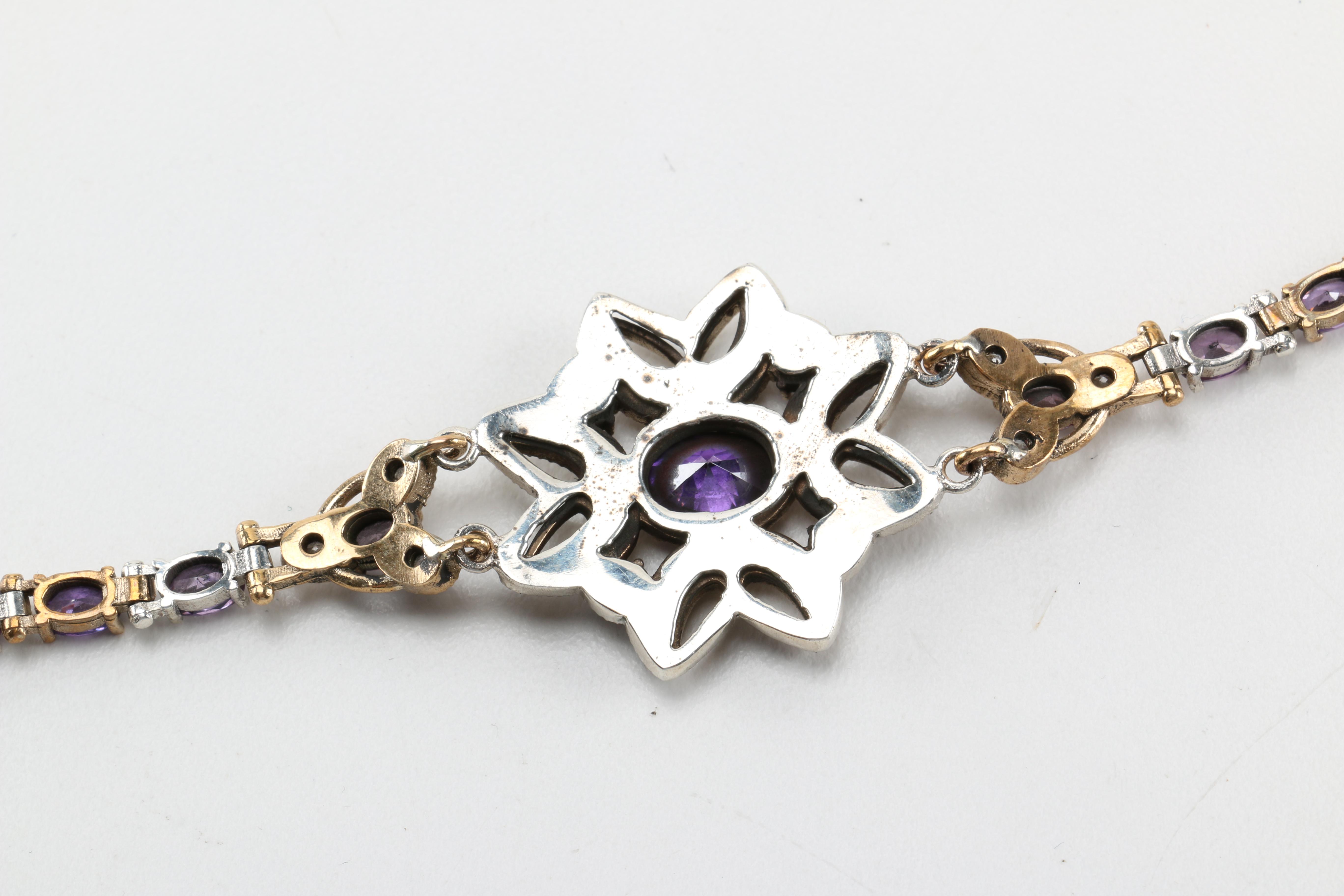 Vintage Style Sterling Silver and Cubic Zirconia Bracelets