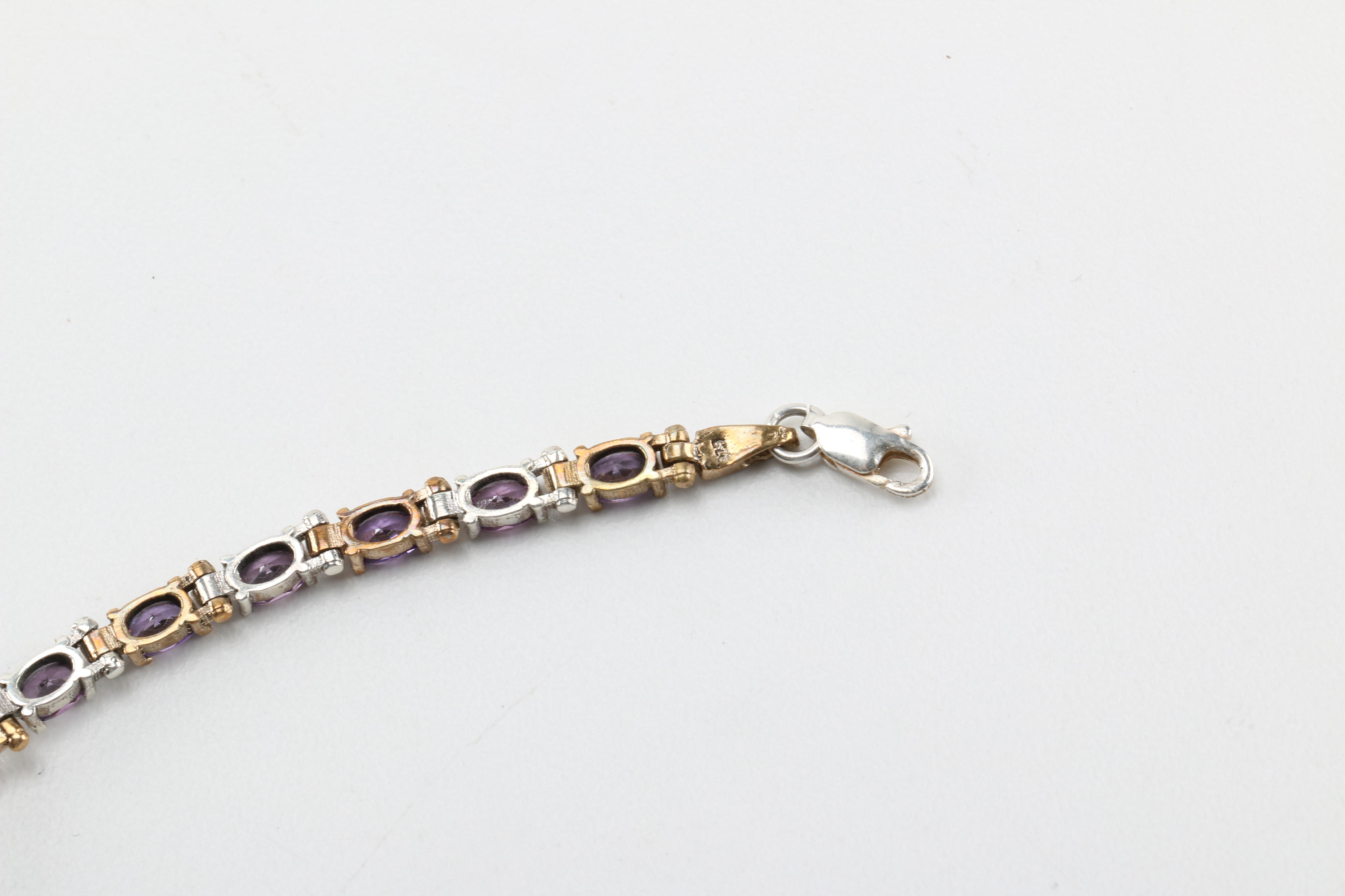 Vintage Style Sterling Silver and Cubic Zirconia Bracelets