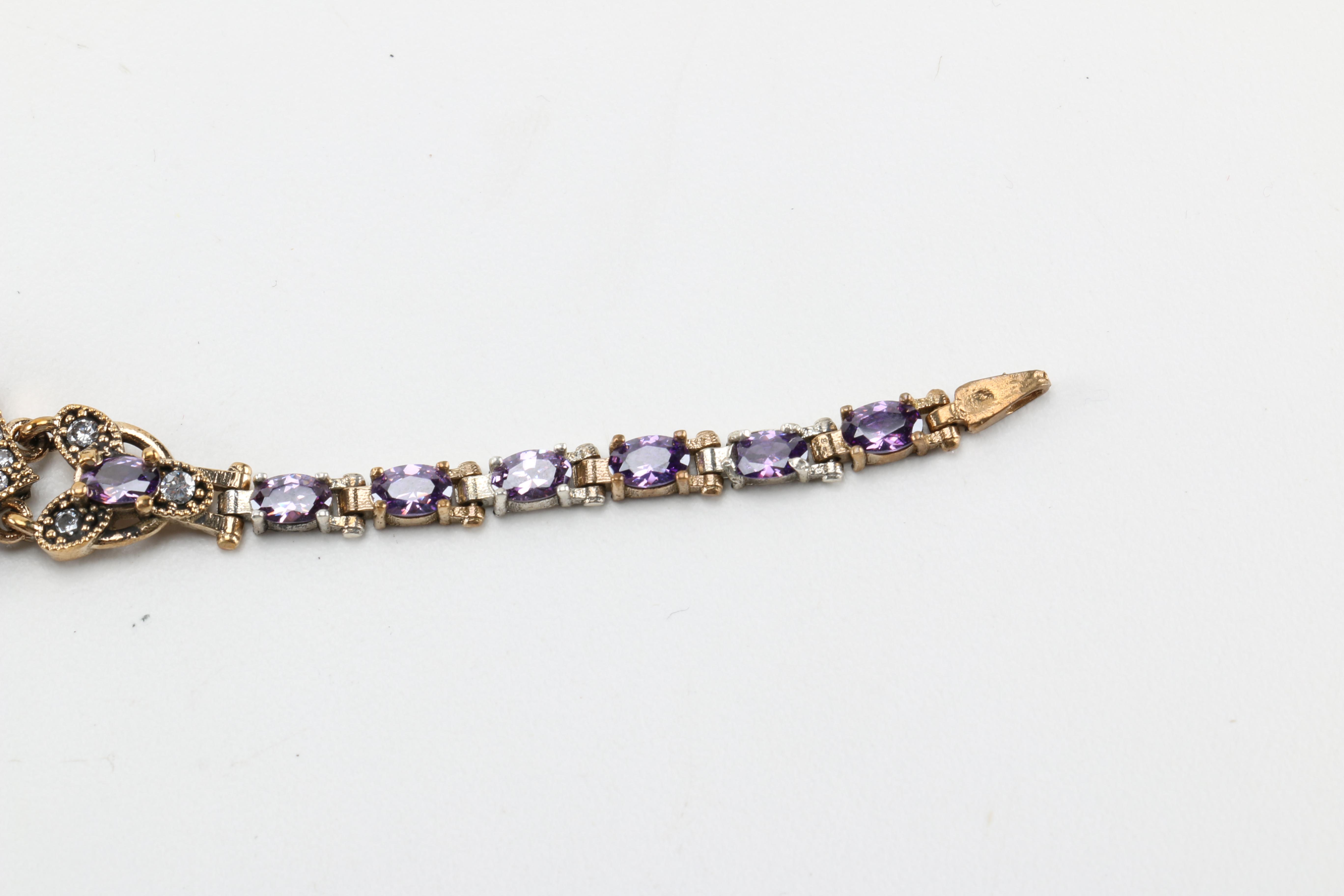 Vintage Style Sterling Silver and Cubic Zirconia Bracelets