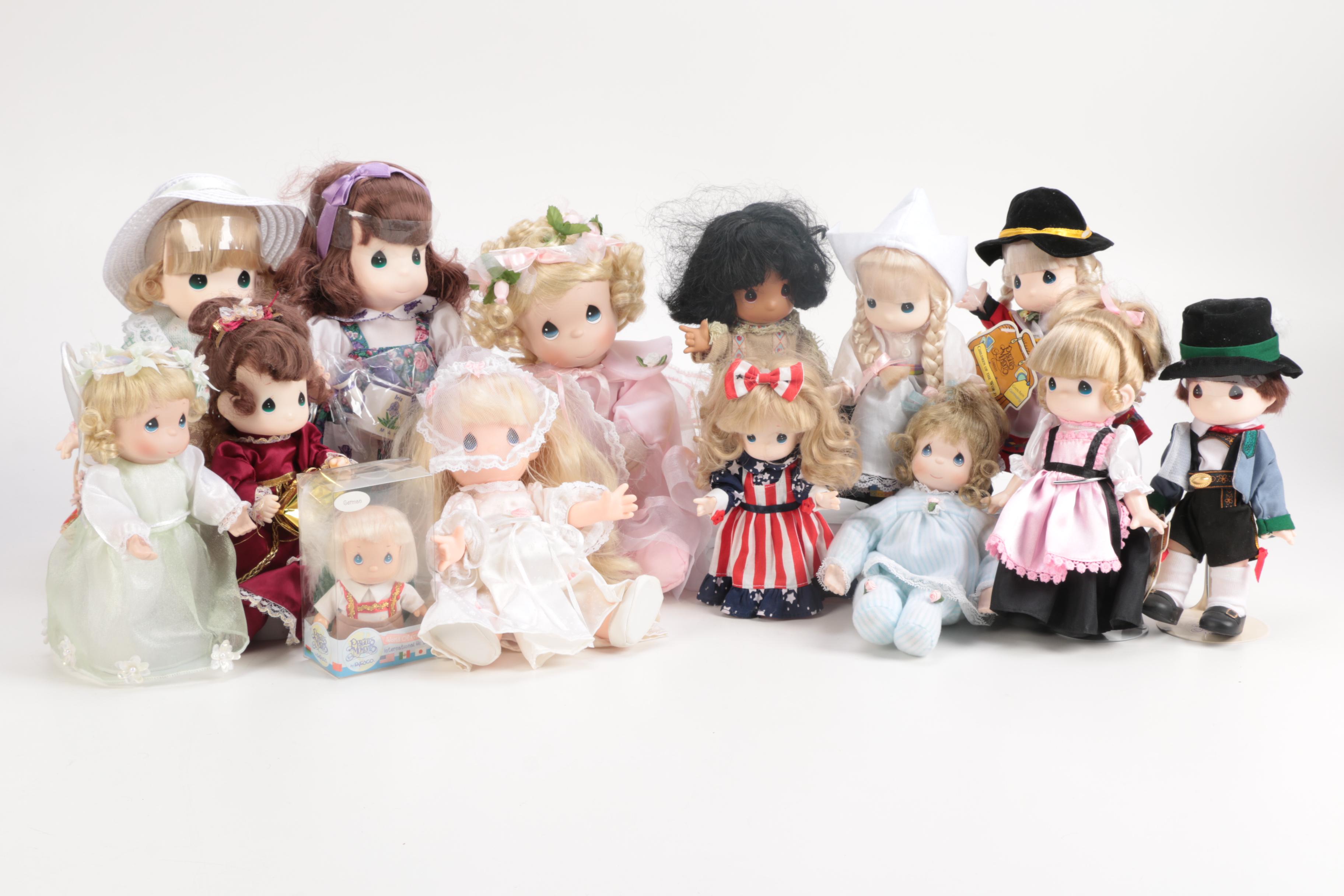 Generous Collection of Porcelain and Stuffed Dolls including Precious Moments