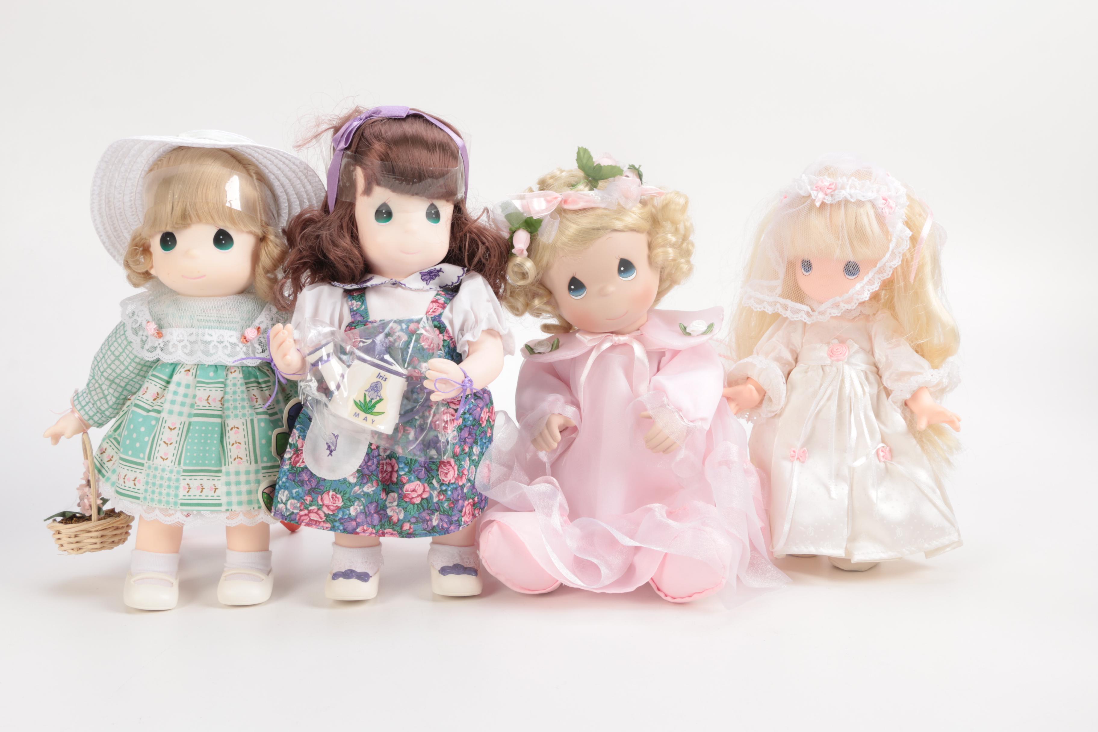 Generous Collection of Porcelain and Stuffed Dolls including Precious Moments