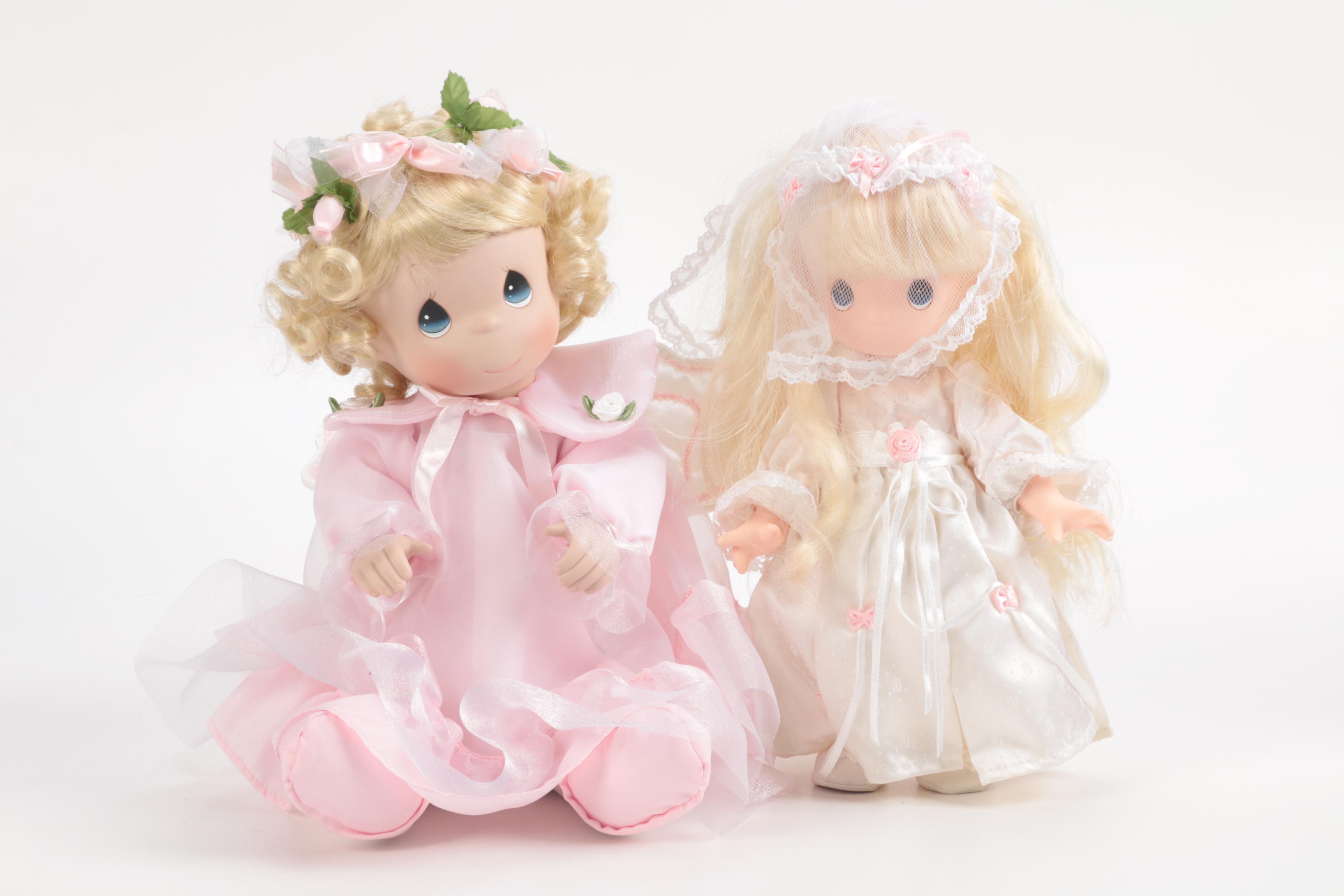Generous Collection of Porcelain and Stuffed Dolls including Precious Moments