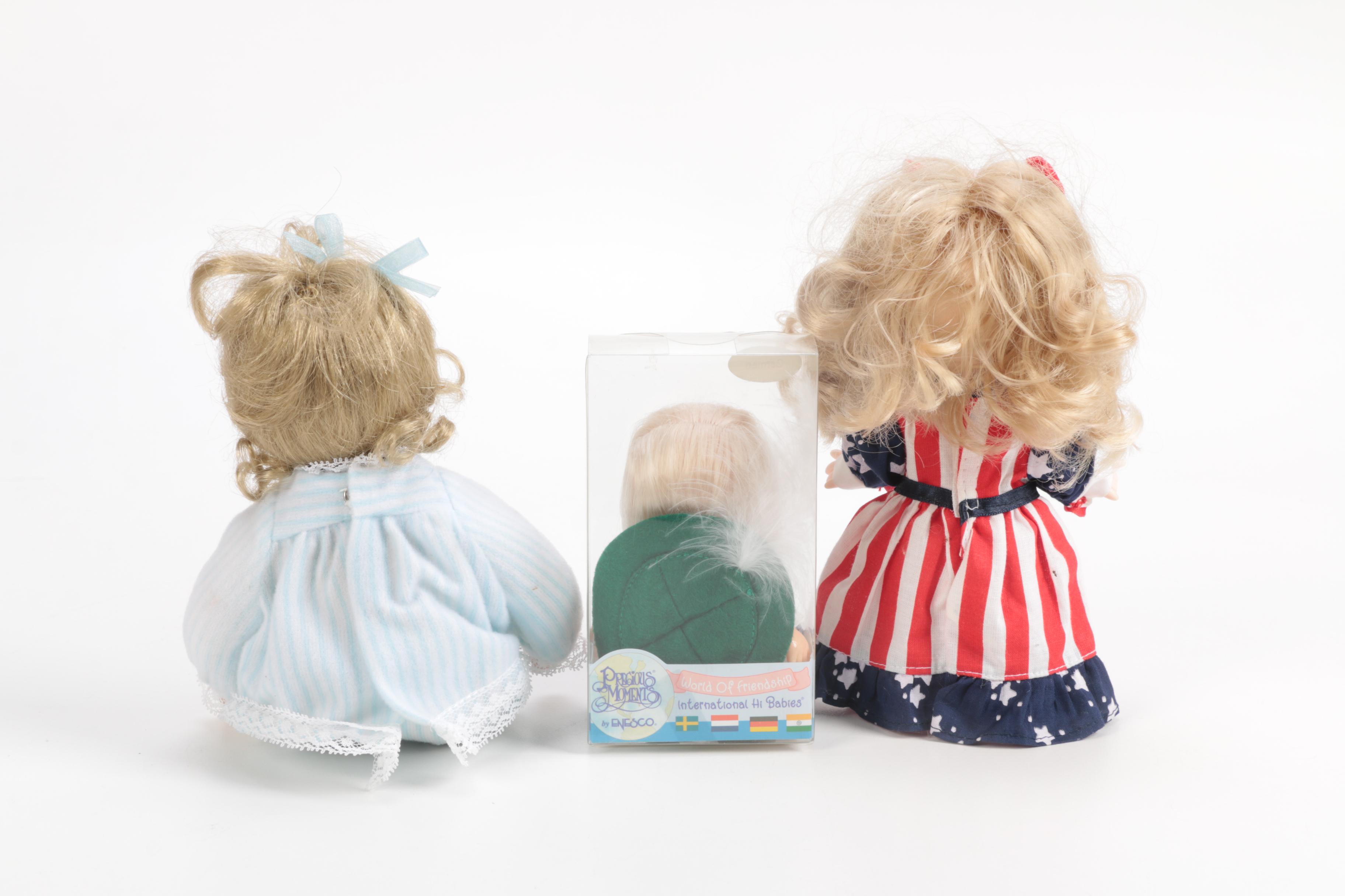 Generous Collection of Porcelain and Stuffed Dolls including Precious Moments