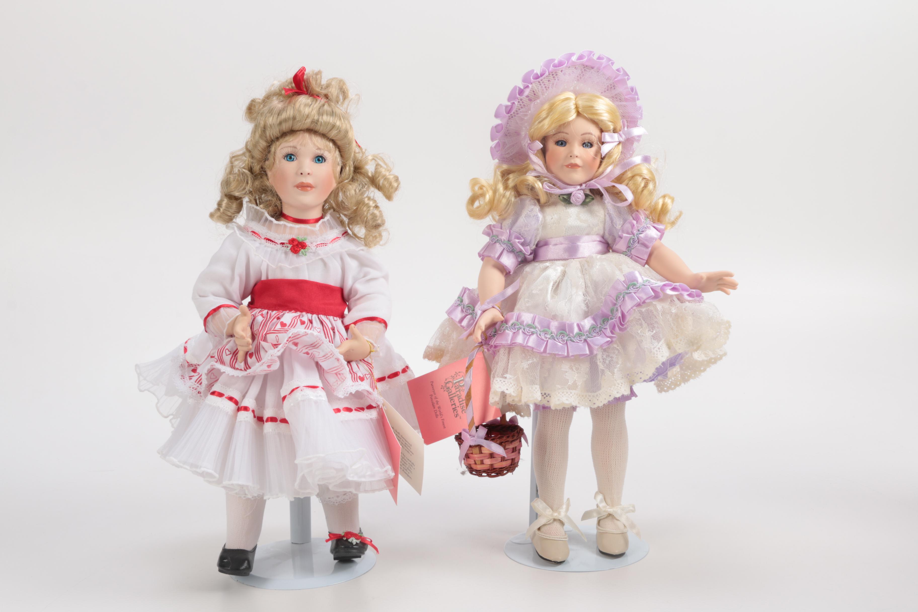 Generous Collection of Porcelain and Stuffed Dolls including Precious Moments