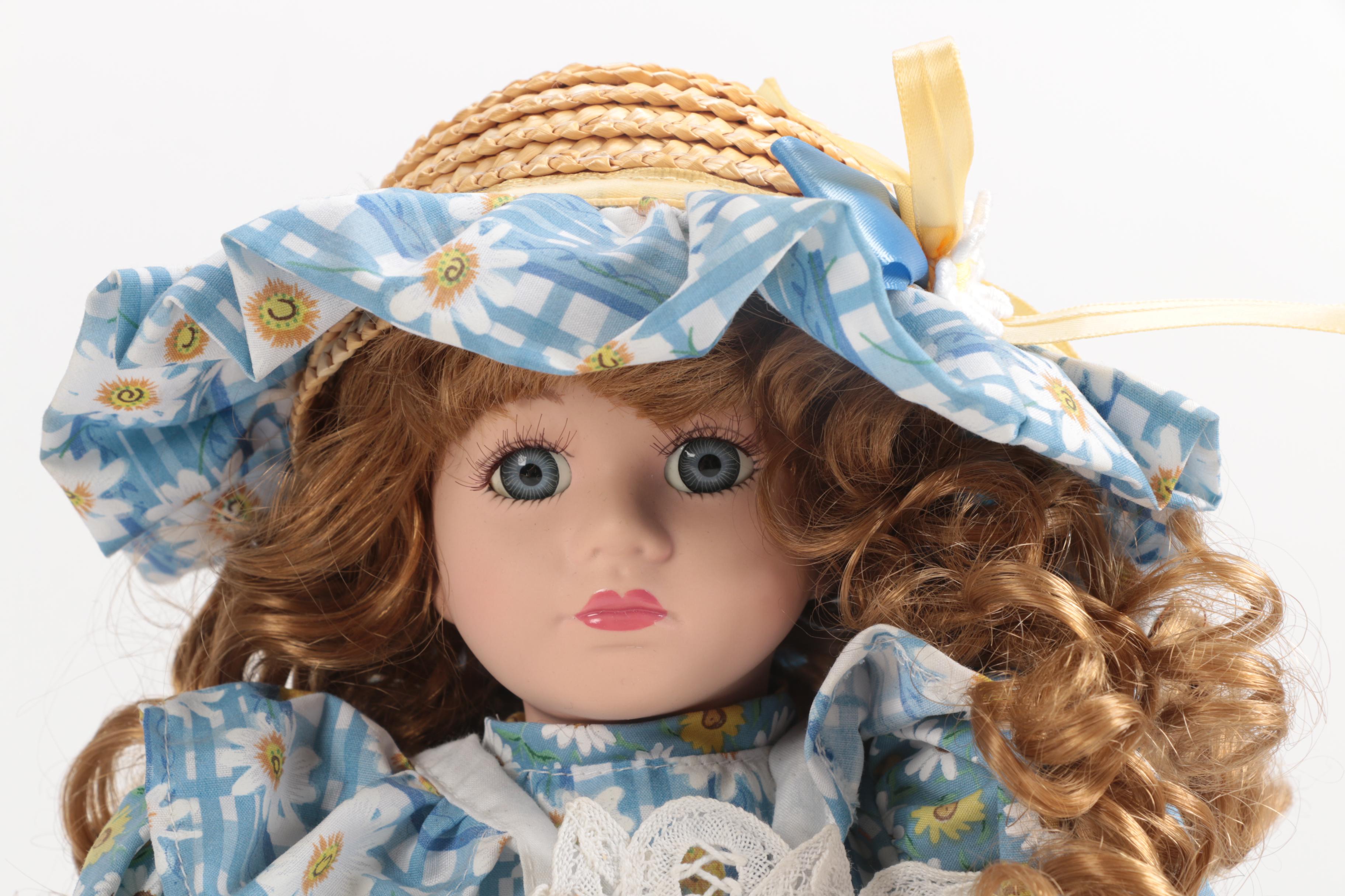 Generous Collection of Porcelain and Stuffed Dolls including Precious Moments