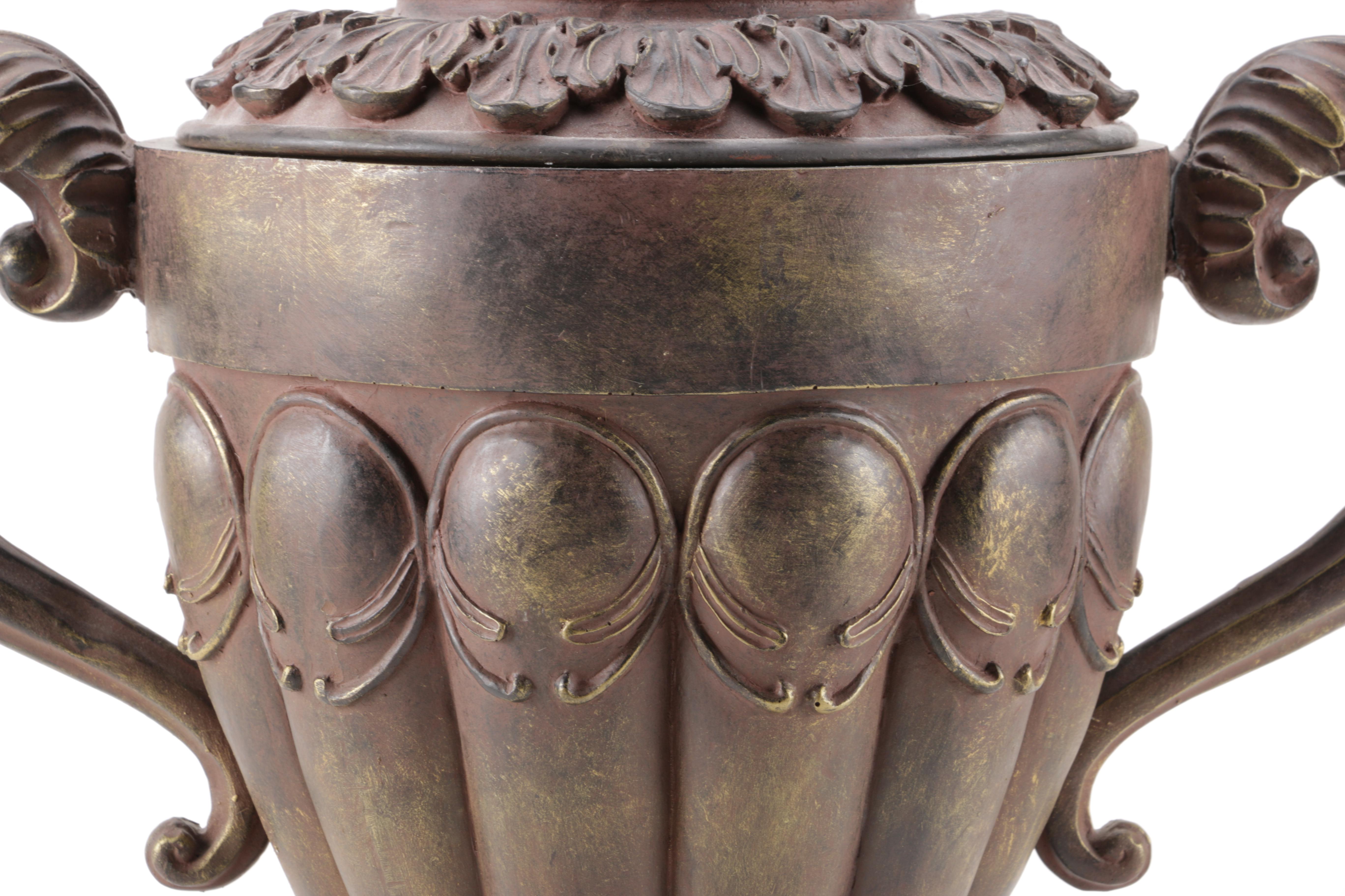 Large Decorative Plaster Lidded Urn