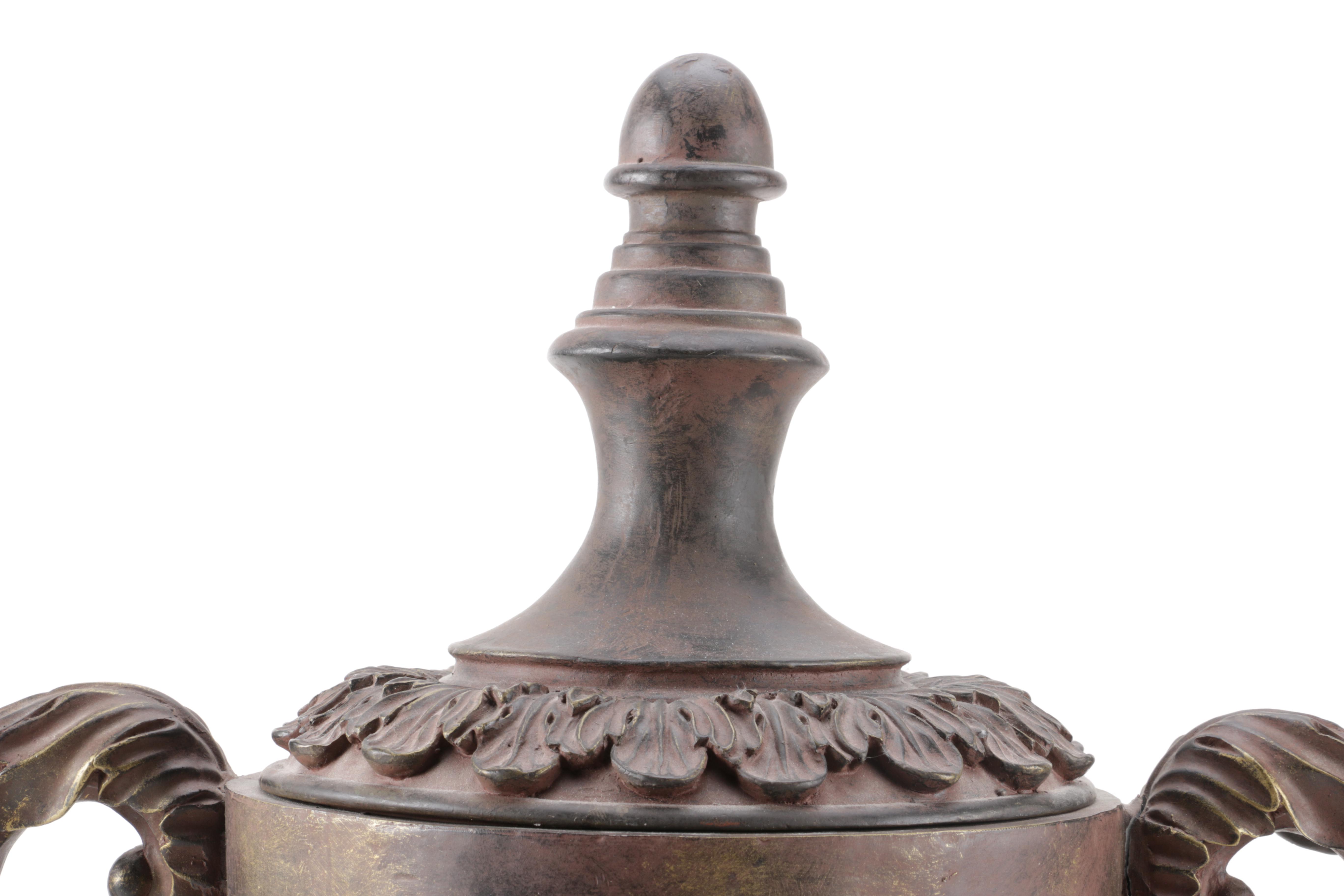Large Decorative Plaster Lidded Urn
