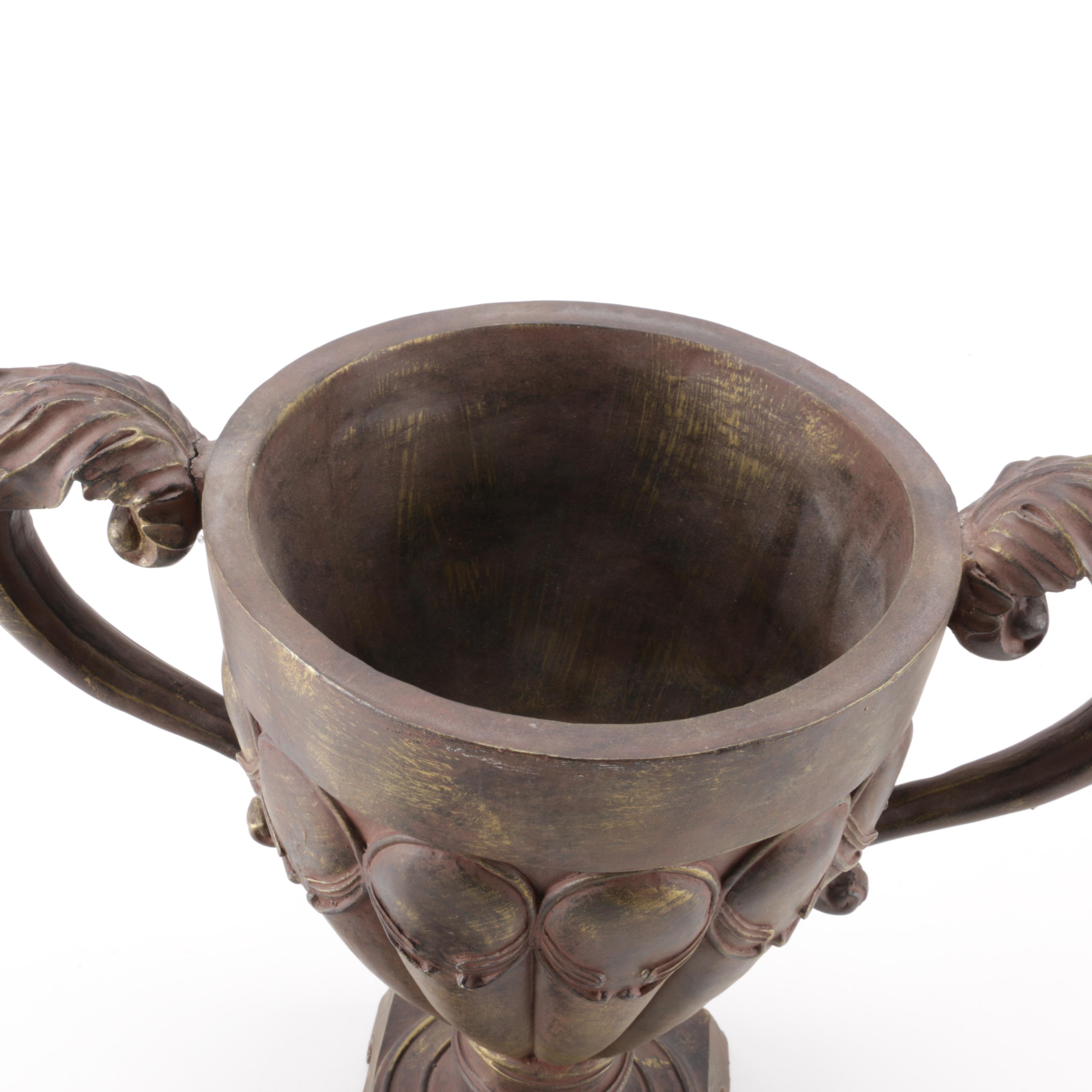 Large Decorative Plaster Lidded Urn