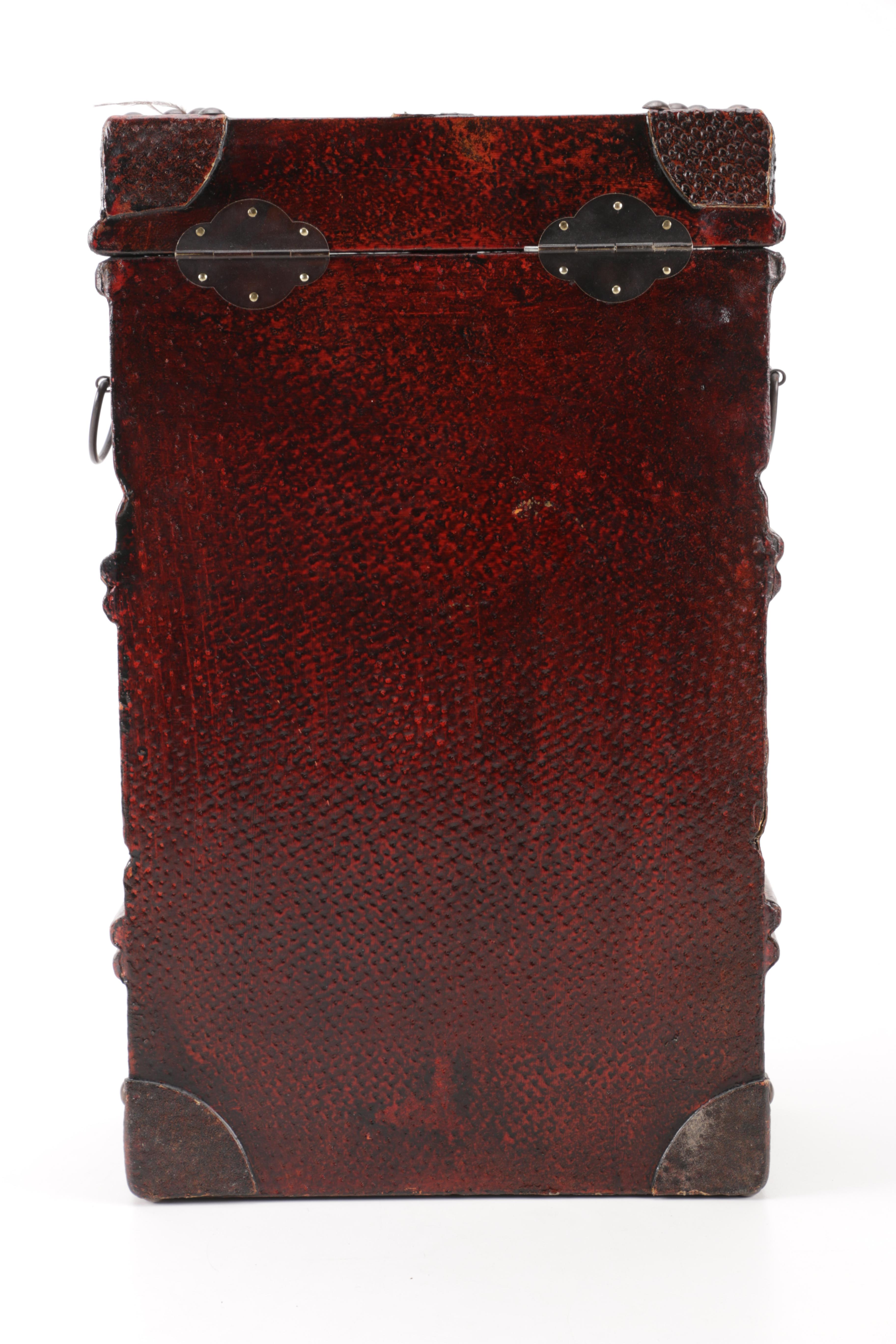 Luggage-Style Box, Pocket Watch Desk Clock, and Decorative Feather Spheres