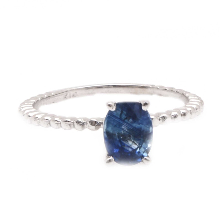 14K White Gold Sapphire Solitaire Ring