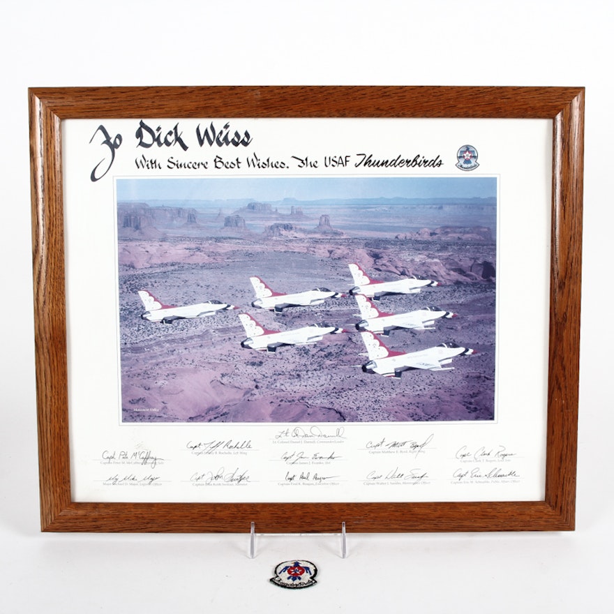 Autographed U.S.A.F Thunderbirds Print "Monument Valley" with Patch