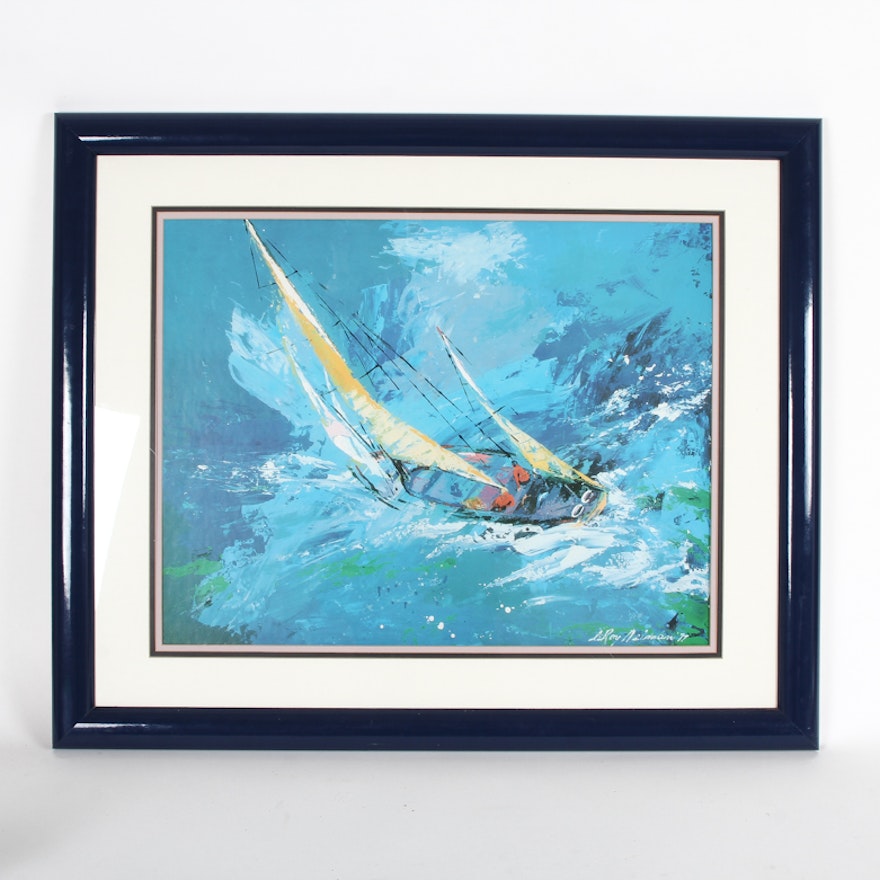 After LeRoy Neiman Framed Serigraph "Sailing"