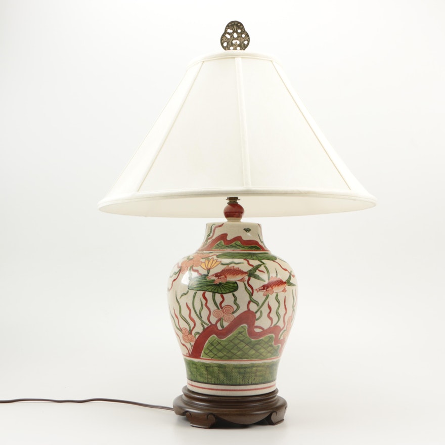 Ceramic Painted Fish Table Lamp