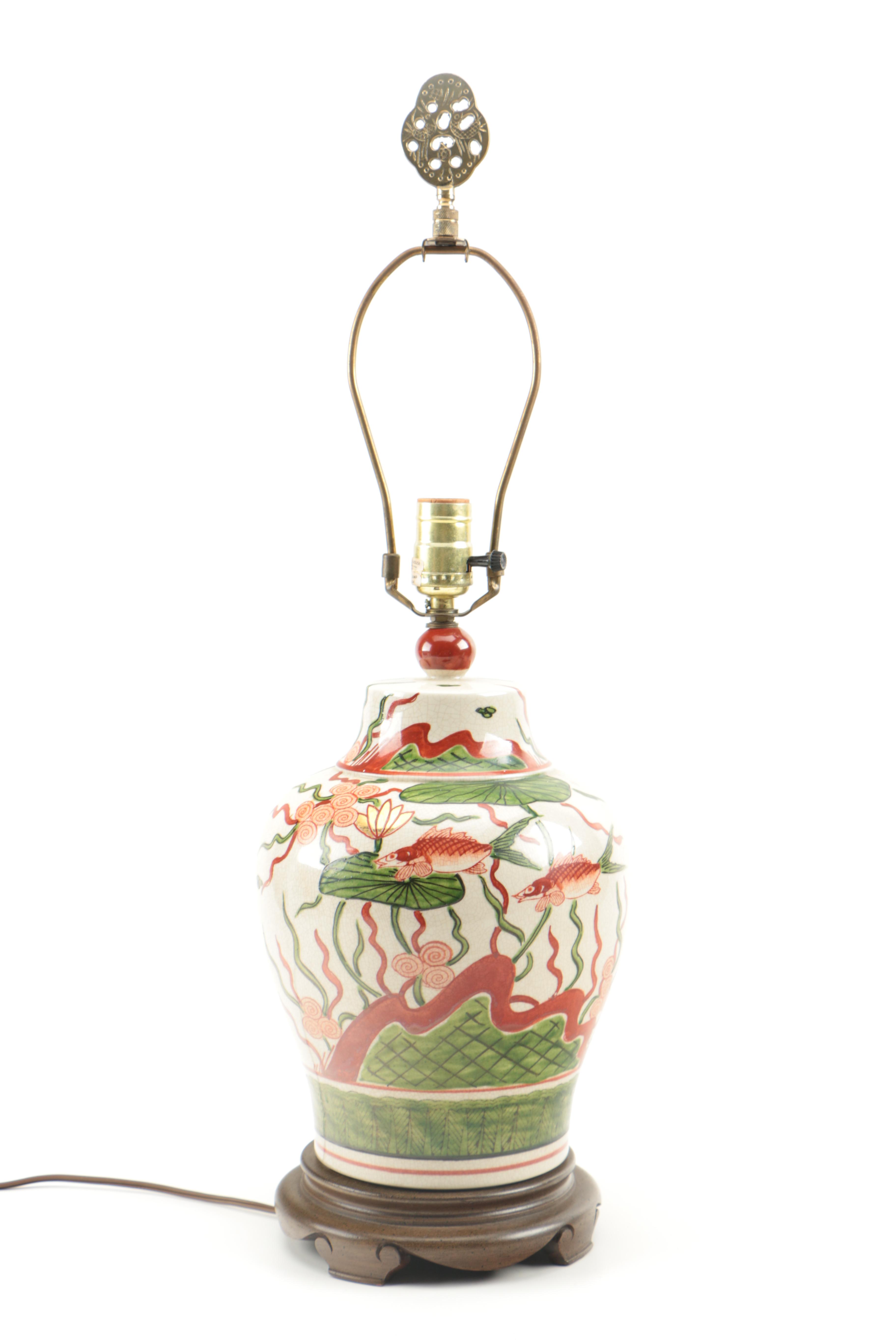 Ceramic Painted Fish Table Lamp