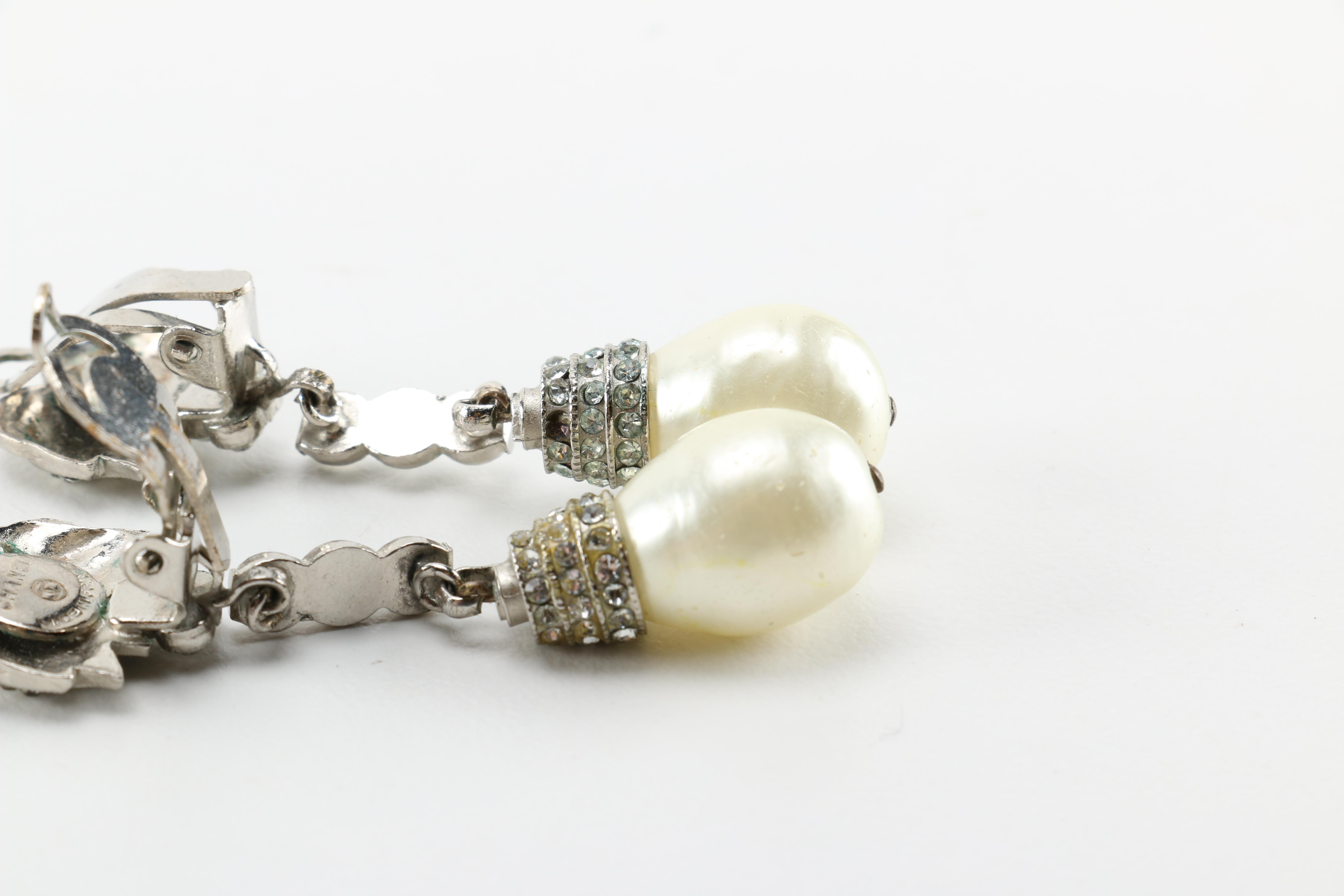 Chanel Clip Back Drop Faux Pearl Earrings