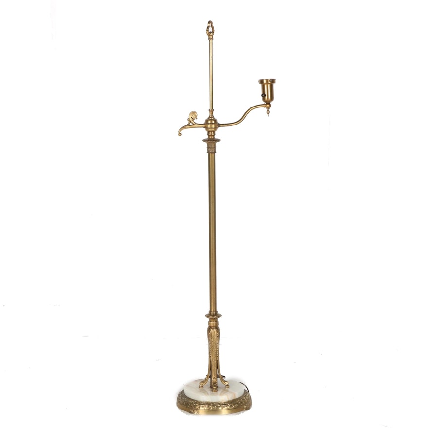 Brass Torchiere Lamp With Agate Base