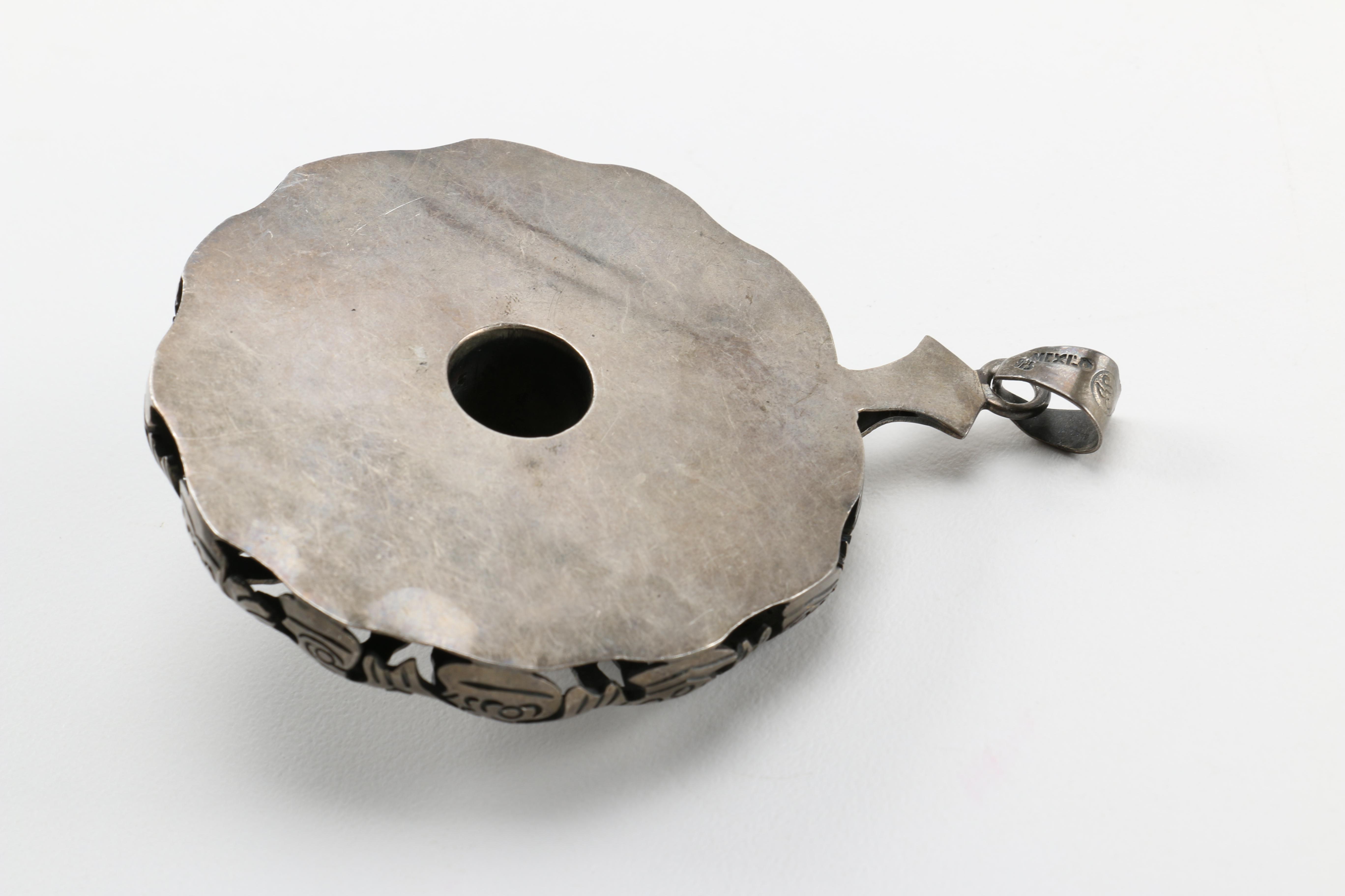 Sterling Silver Jewelry Including a Pair of Amber Earrings