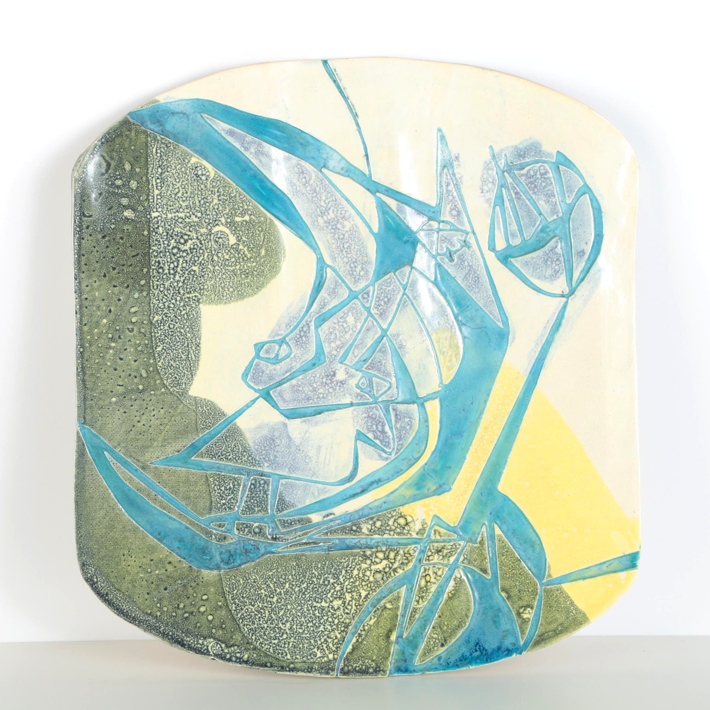 Signed Abstract Ceramic Wall Hanging