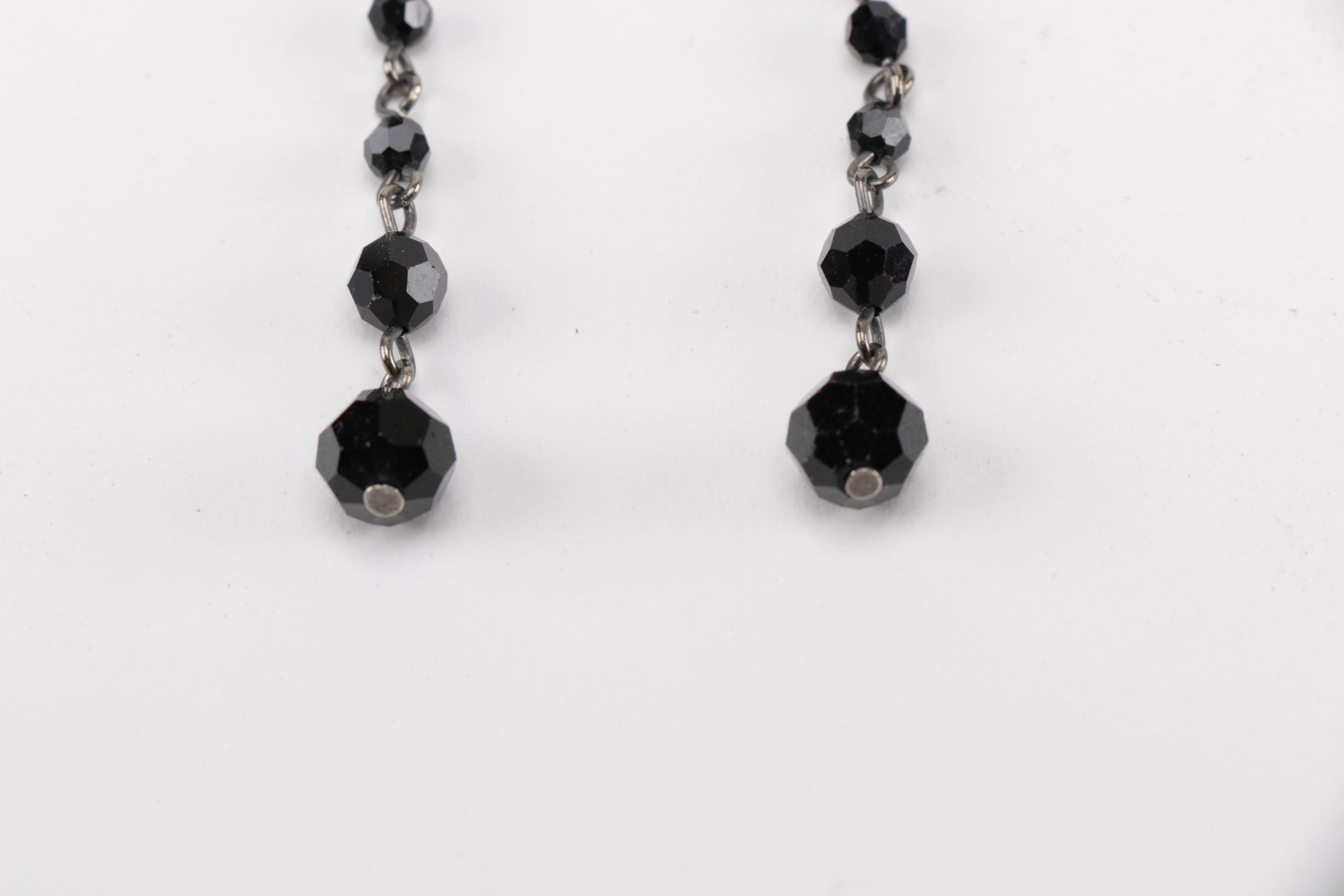Glass Beaded Necklace and Earrings Set and Italian Trinket Box