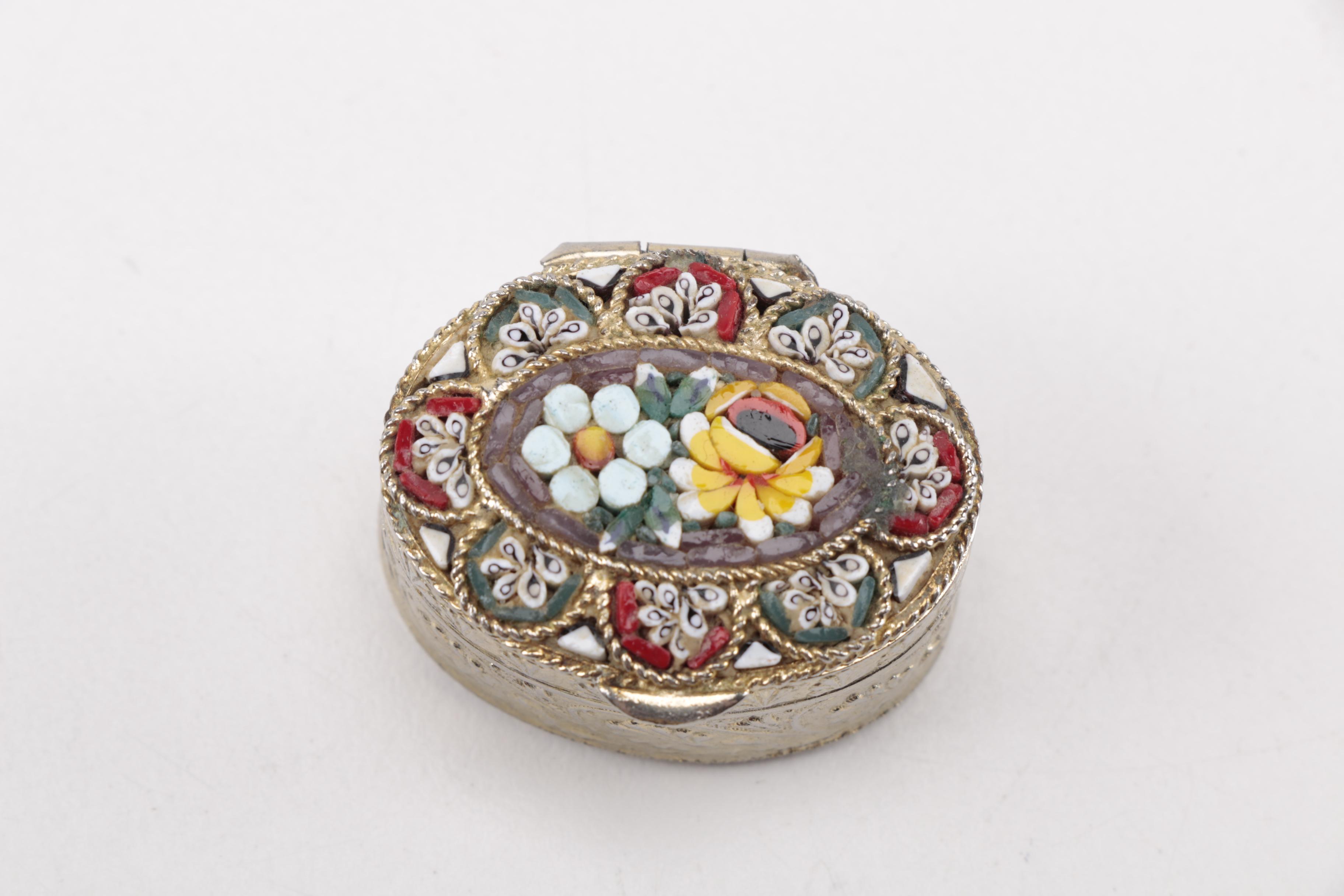 Glass Beaded Necklace and Earrings Set and Italian Trinket Box