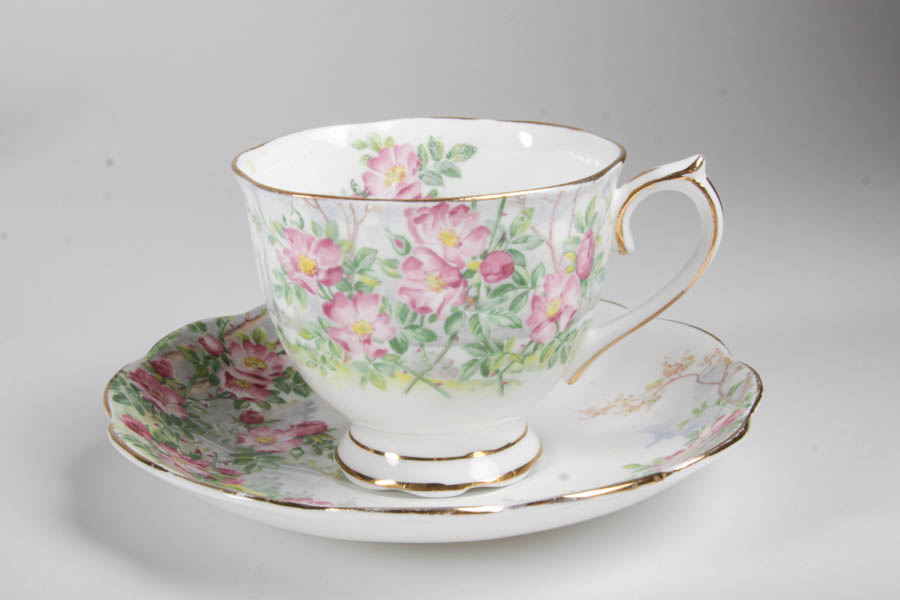 Collection of China Teacups and Matching Saucers