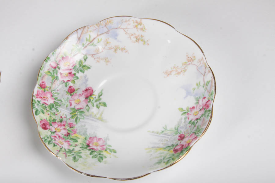 Collection of China Teacups and Matching Saucers