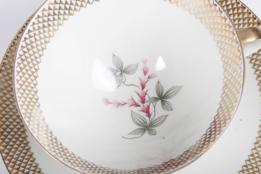 Collection of China Teacups and Matching Saucers