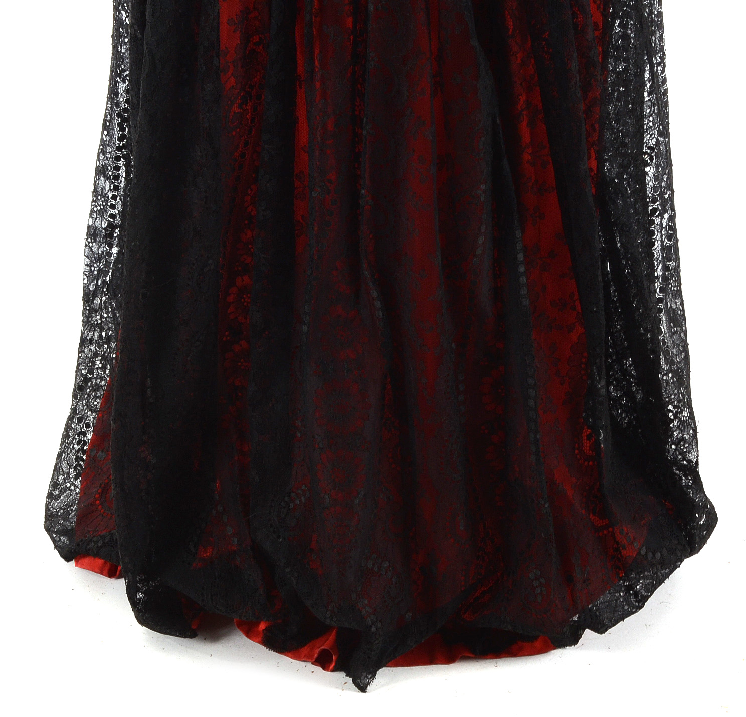Circa 1930s Black and Red Lace Gown
