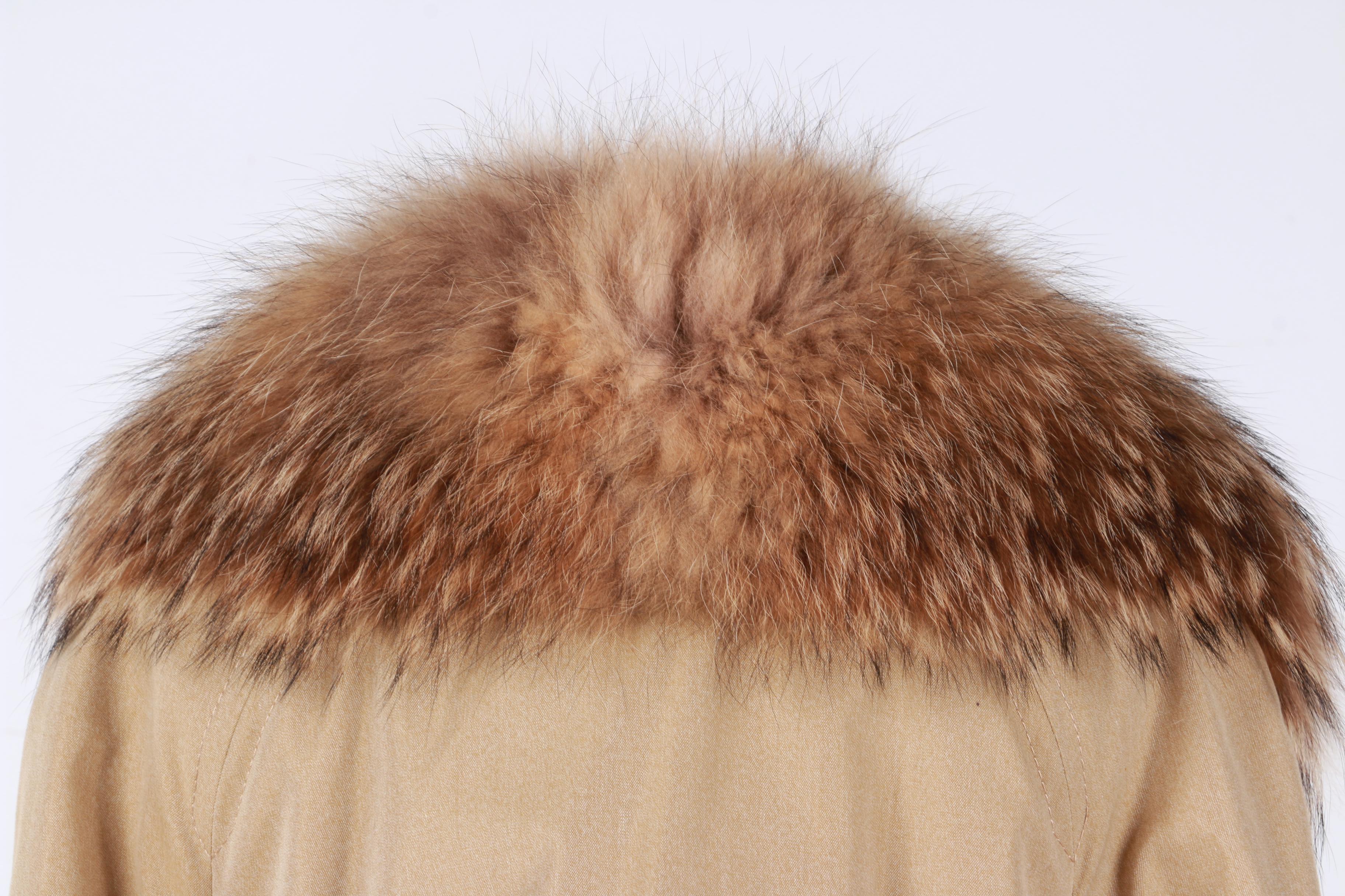 Vintage 1970's Valentino Women's Trench Coat with Coyote Fur Collar