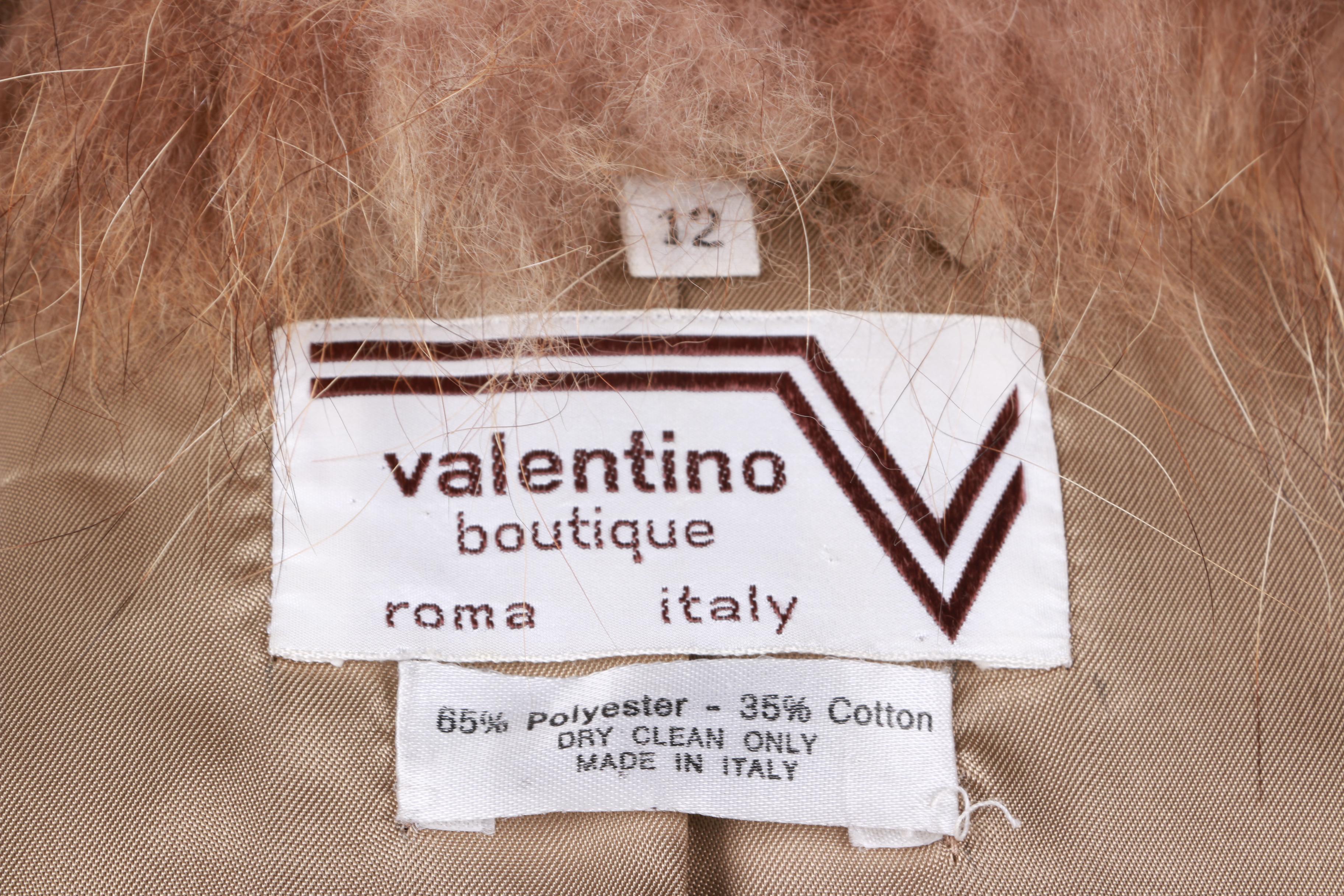 Vintage 1970's Valentino Women's Trench Coat with Coyote Fur Collar