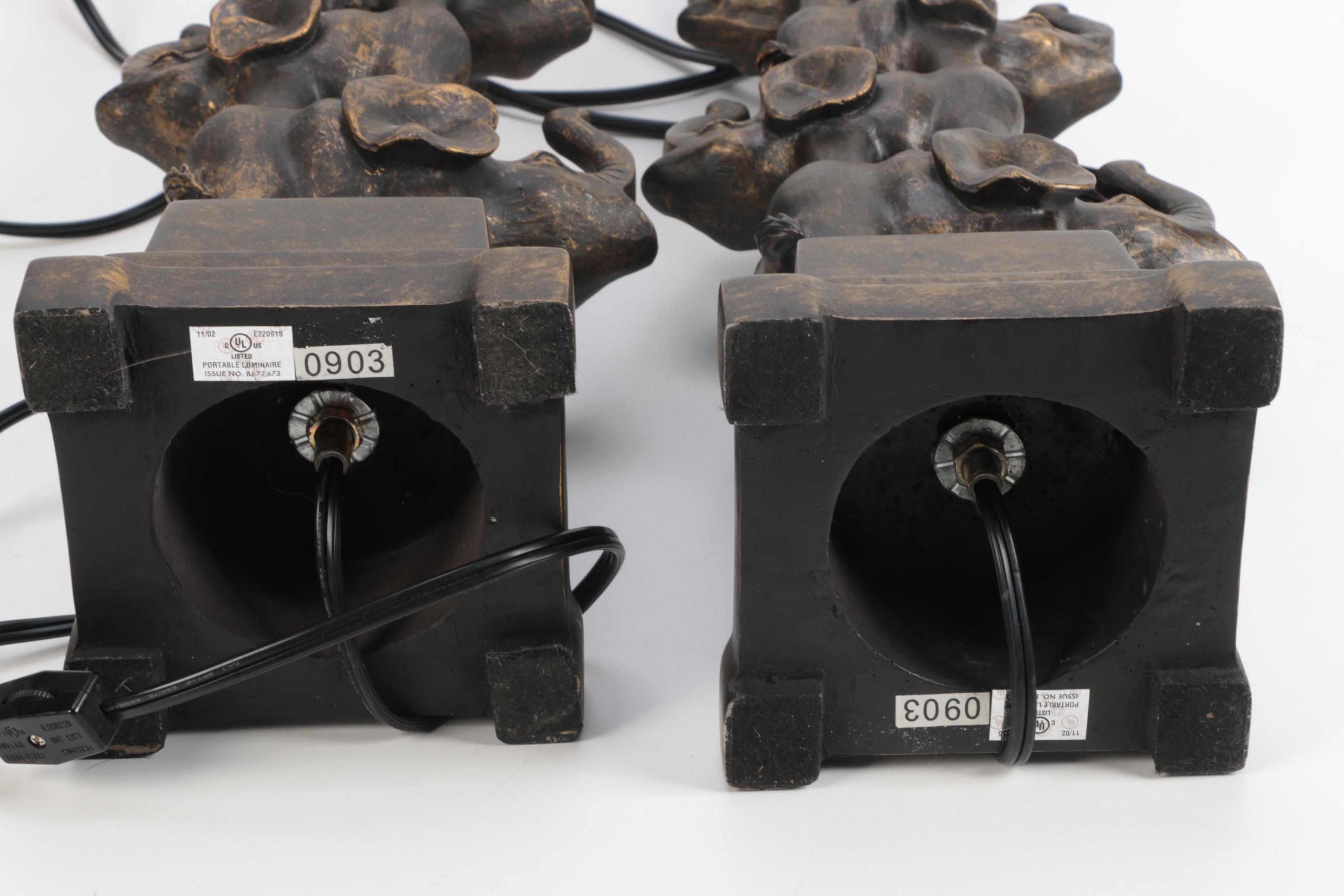 Art Deco Wood Elephant Lamps