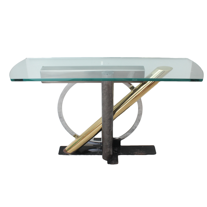 Modern Metal and Glass Console Table