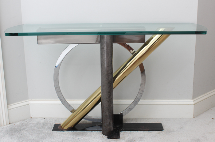 Modern Metal and Glass Console Table