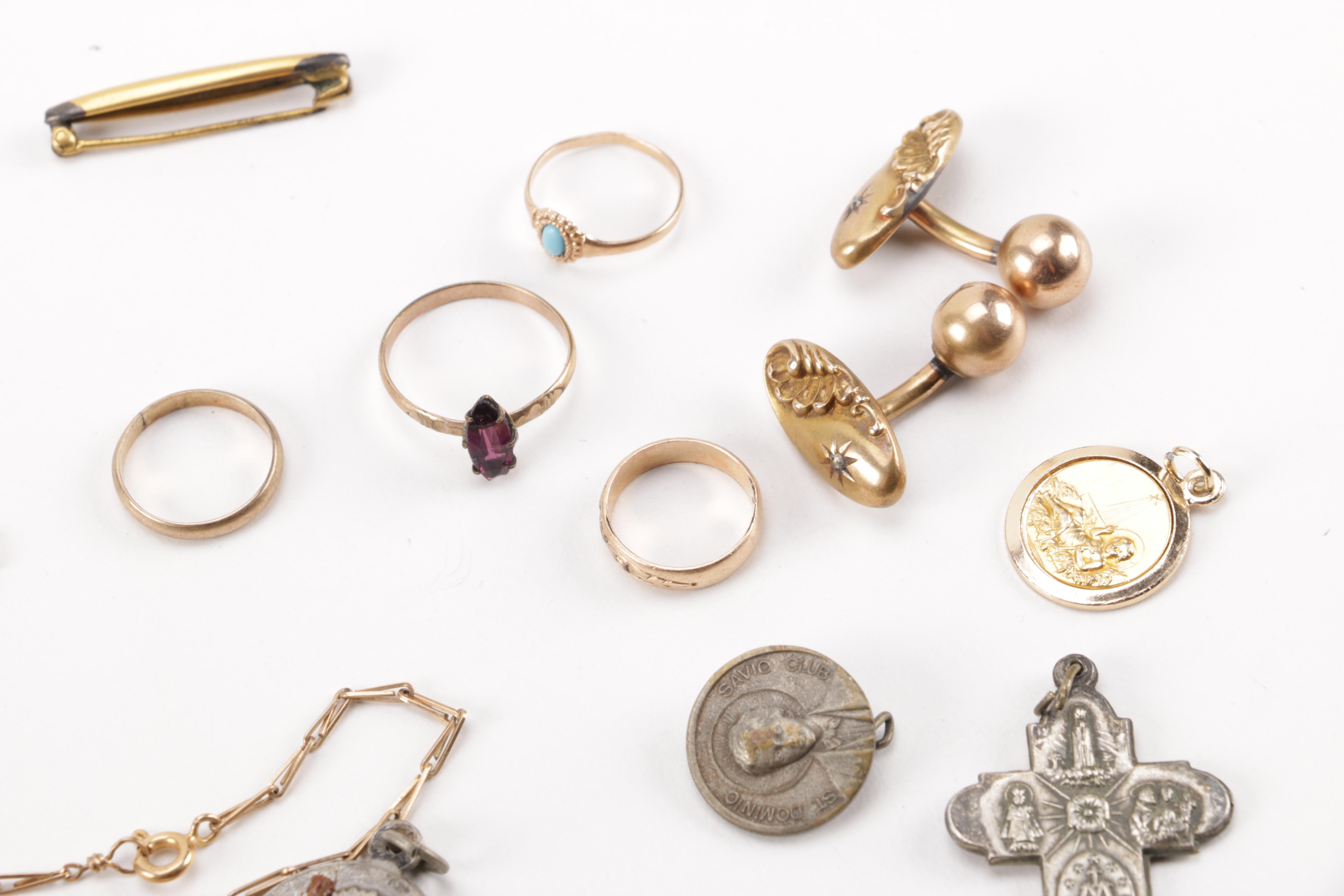 Vintage Costume Jewelry Including Religious Pendants and Diamonds