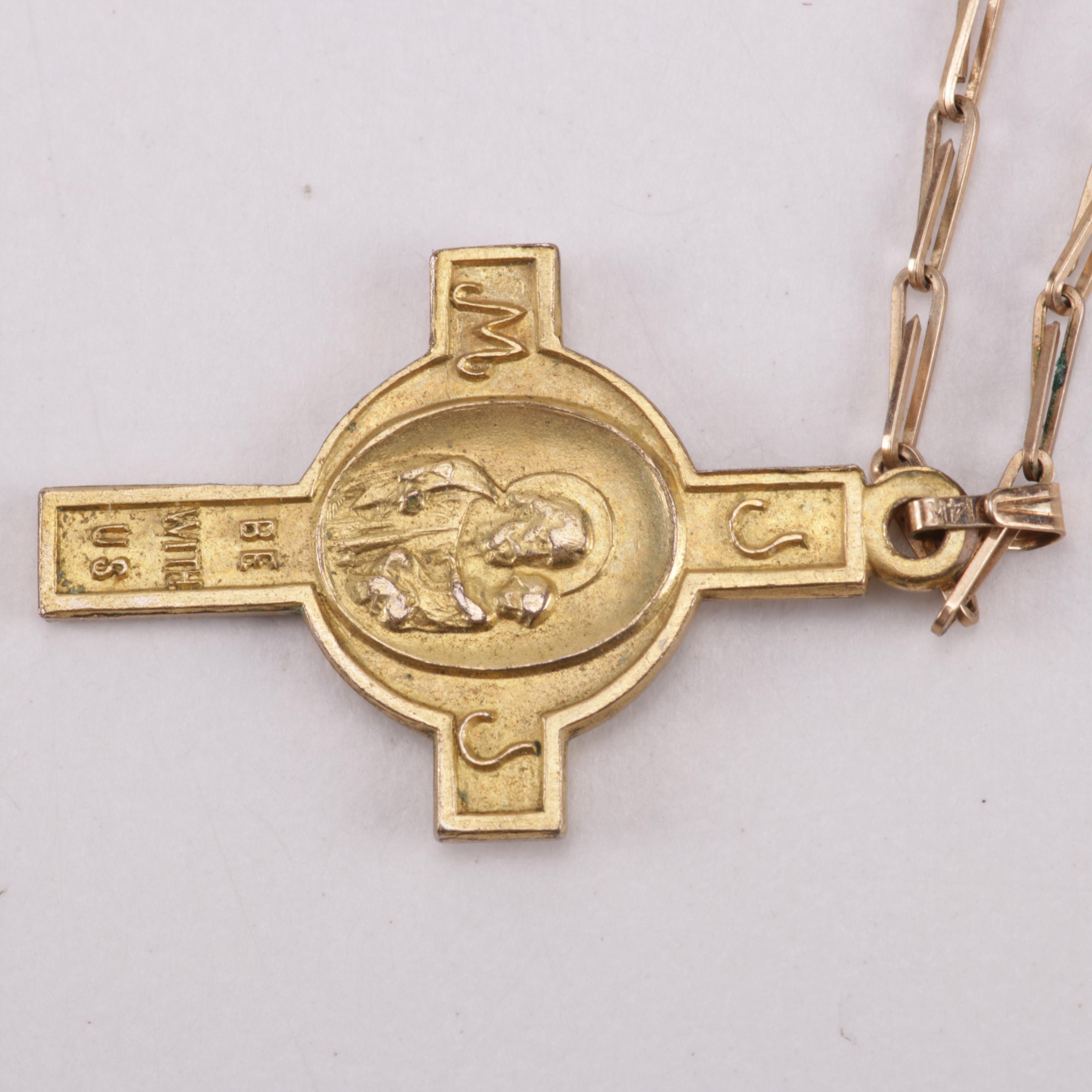 Vintage Costume Jewelry Including Religious Pendants and Diamonds