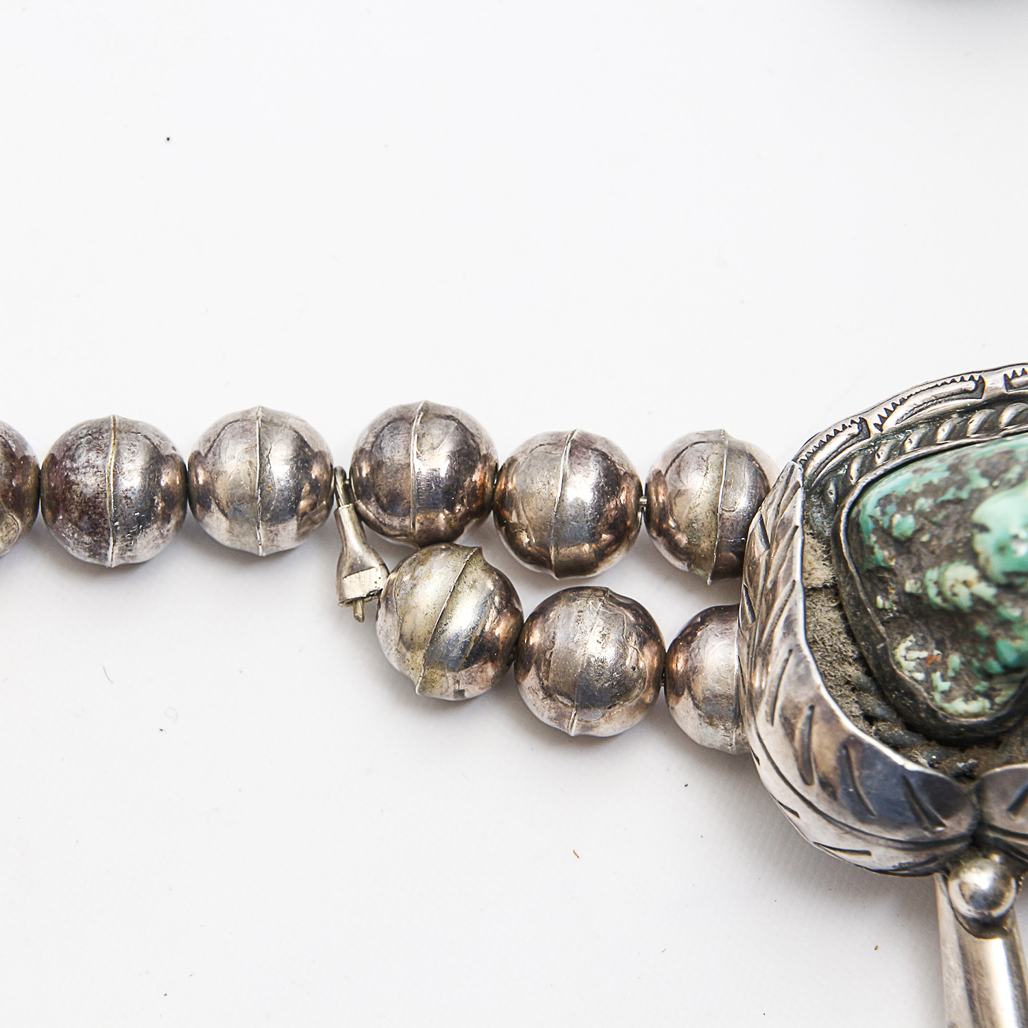 Signed J.W. Native American Style Squash Blossom Necklace